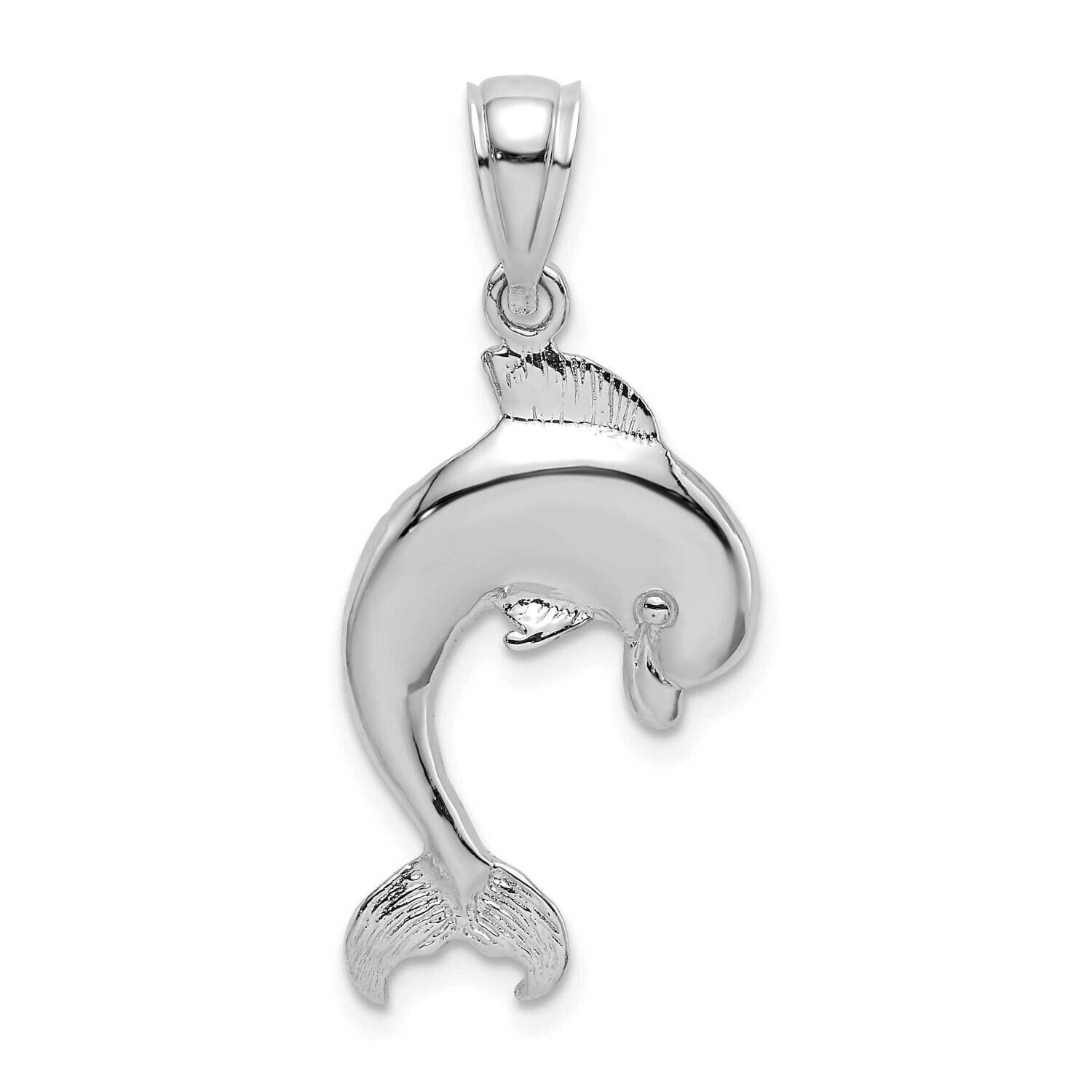 Dolphin Jumping Charm 14k White Gold Polished K7415W