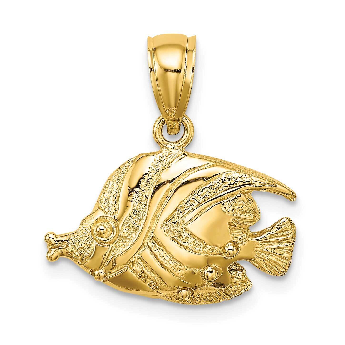 Polished Engraved Fish Charm 14k Gold 2-D K7424