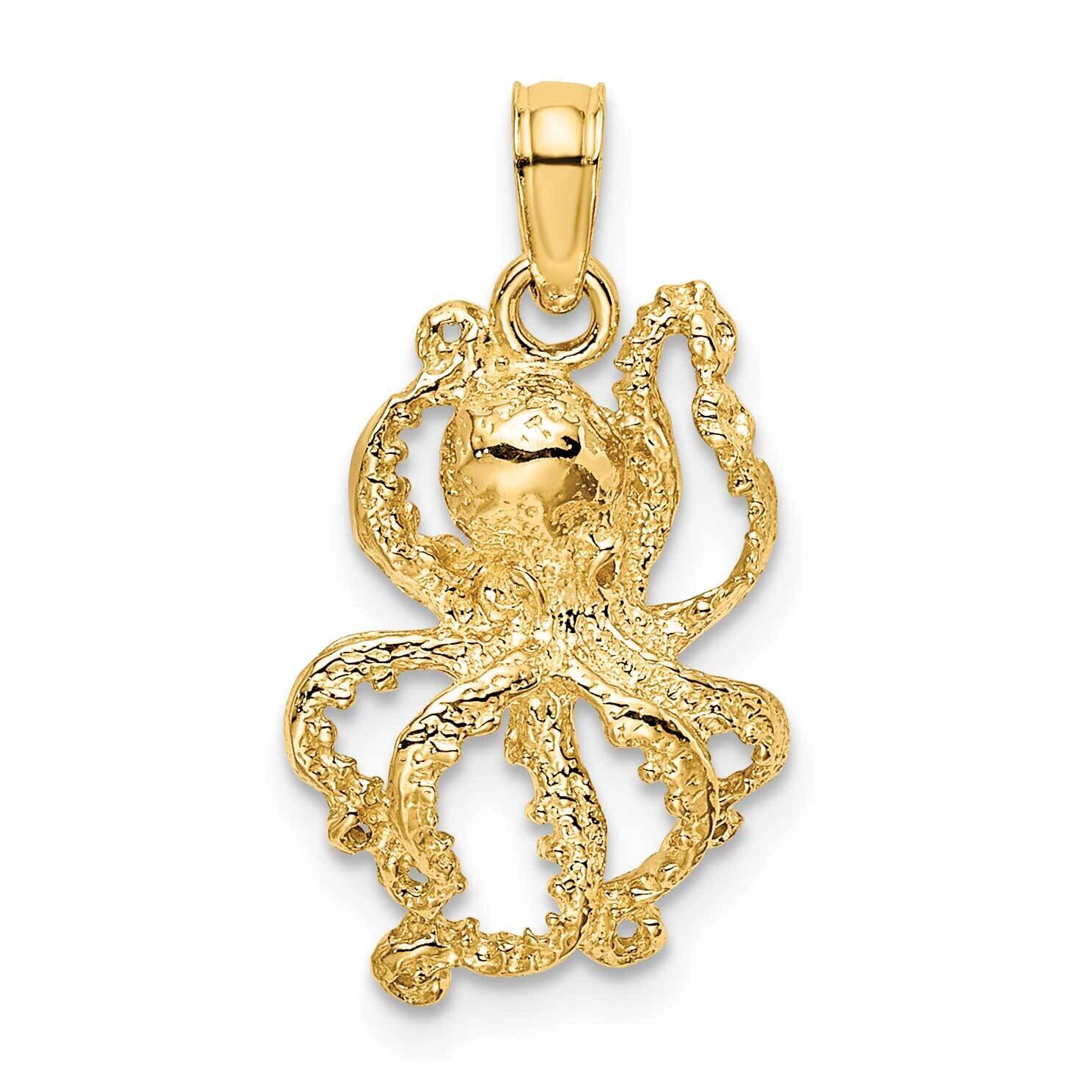 Textured Octopus Charm 14k Gold 2-D K7428, MPN: K7428, 637218011117