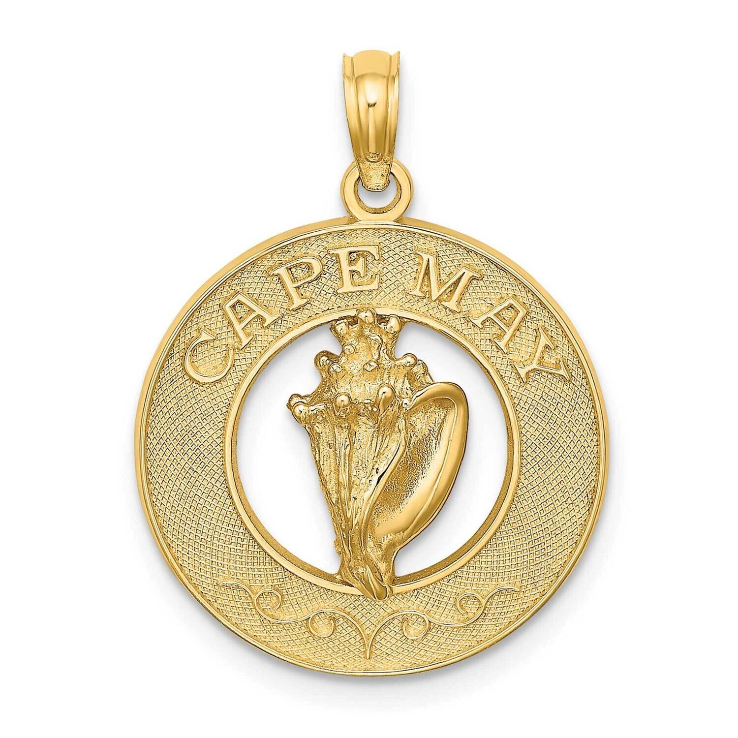 Cape May On Round Frame with Conch Shell Charm 14k Gold K7437, MPN: K7437, 637218011193