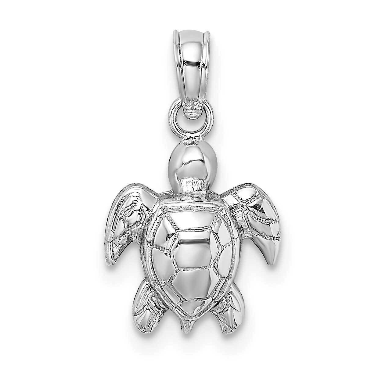 2-D Textured Mini Sea Turtle Charm 14k White Gold K7446W, MPN: K7446W, 637218175130