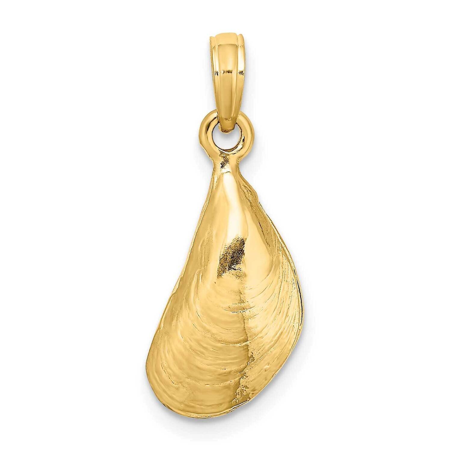 Mussel Shell Charm 14k Gold 3-D Polished K7452