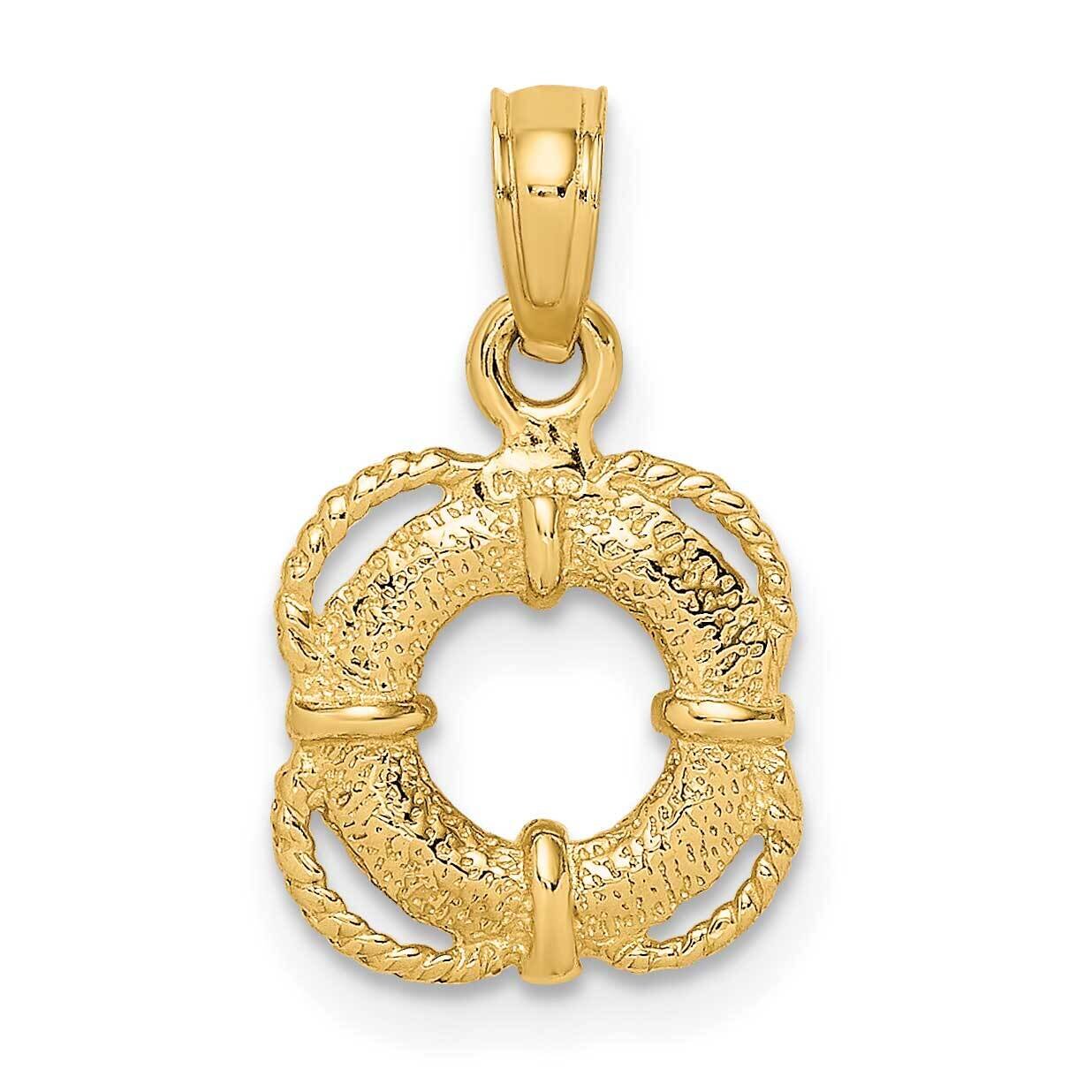 Lifesaver Ring with Rope Trim 14k Gold 3-D K7455, MPN: K7455, 637218104765