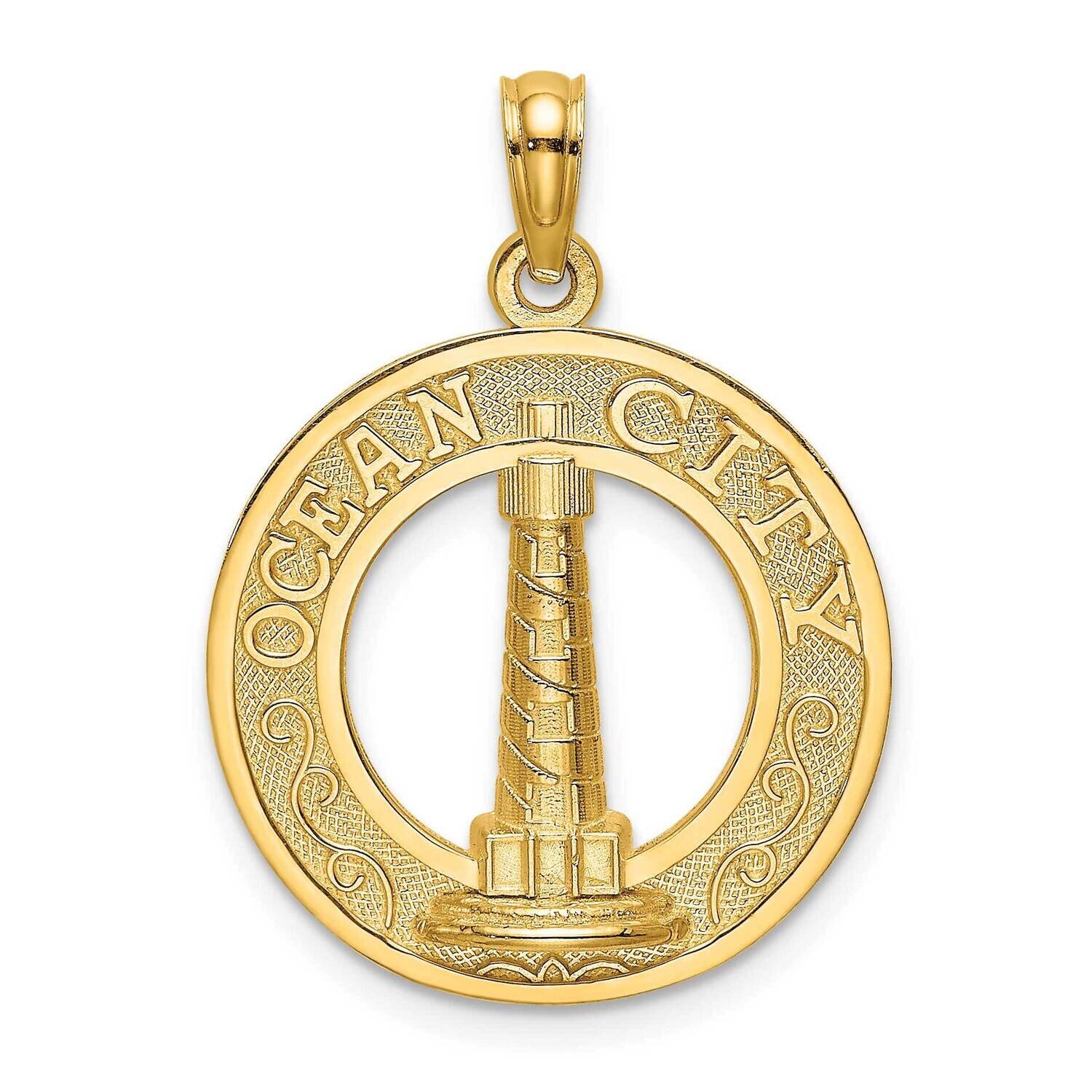 Ocean City Round Frame with Lighthouse Charm 14k Gold K7462, MPN: K7462, 637218105304