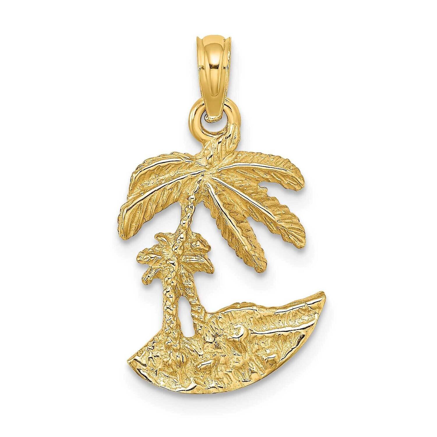 Palm Trees On Island Charm 14k Gold 2-D K7479, MPN: K7479, 637218110919