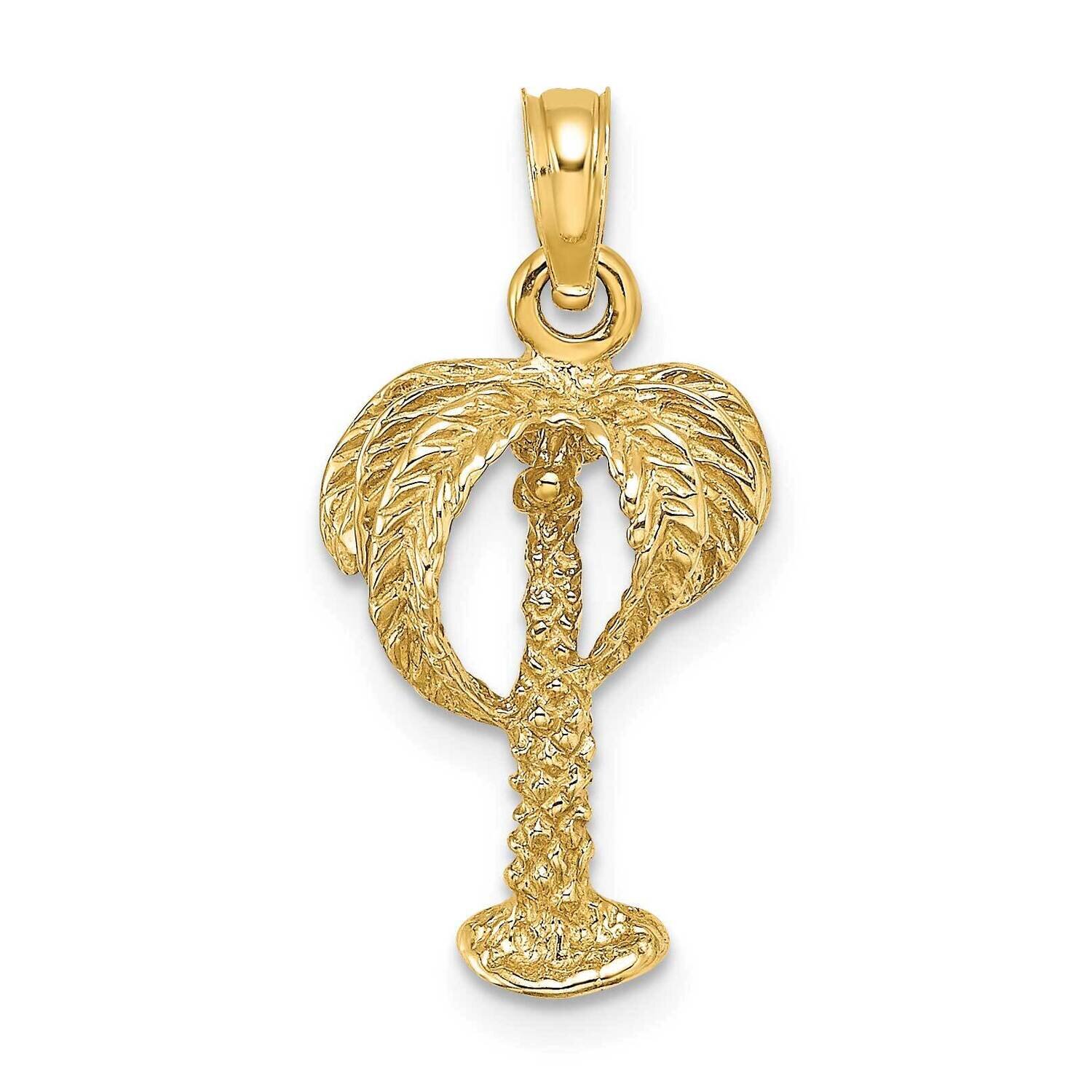 Palm Tree with Coconuts Charm 14k Gold 2-D K7480, MPN: K7480, 637218110933