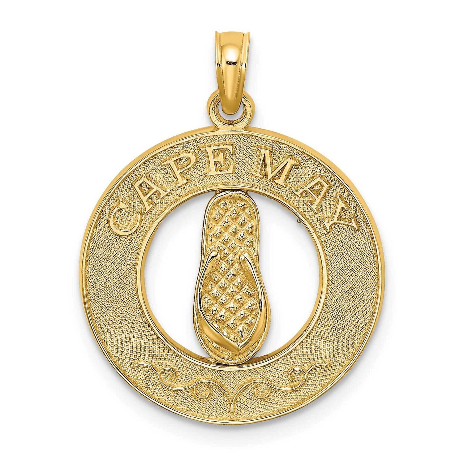 Cape May On Round Frame with Flip-Flop Charm 14k Gold K7497, MPN: K7497, 637218112579