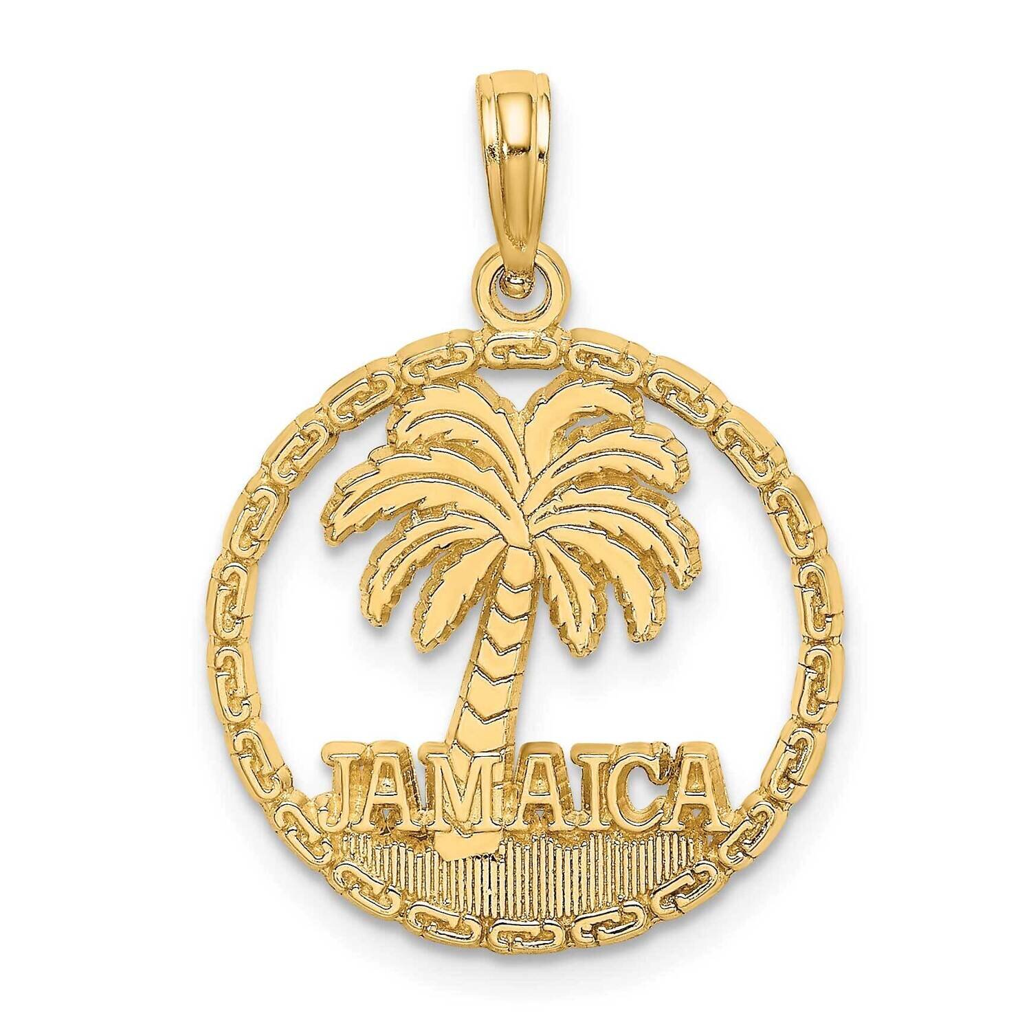 Jamaica Under Palm Tree In Disk Charm 14k Gold K7519, MPN: K7519, 637218112876