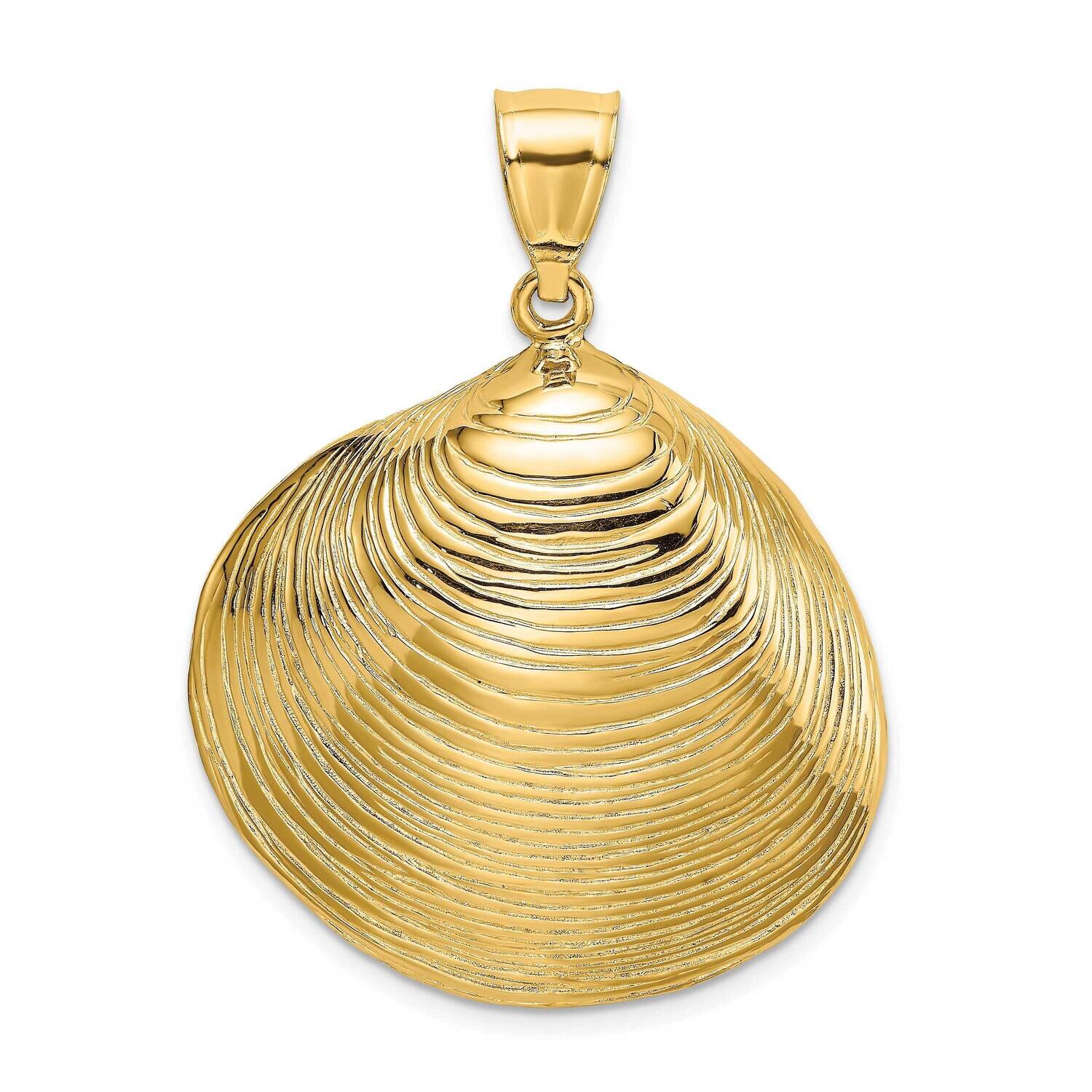 2-D Large Clam Shell Charm 14k Gold Textured K7529, MPN: K7529, 637218113750