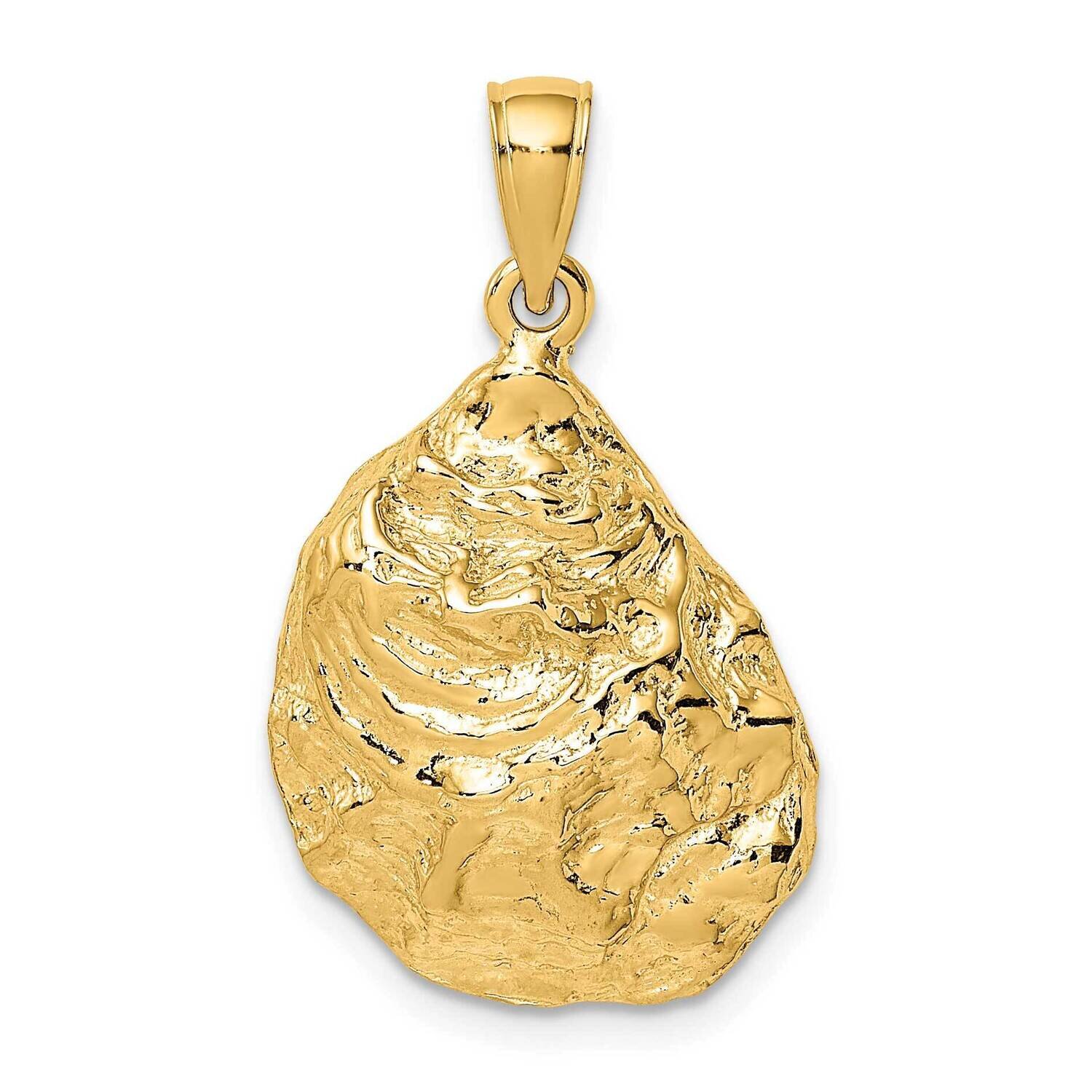 Textured Polished Oyster Shell Charm 14k Gold 2-D K7532, MPN: K7532, 637218113781