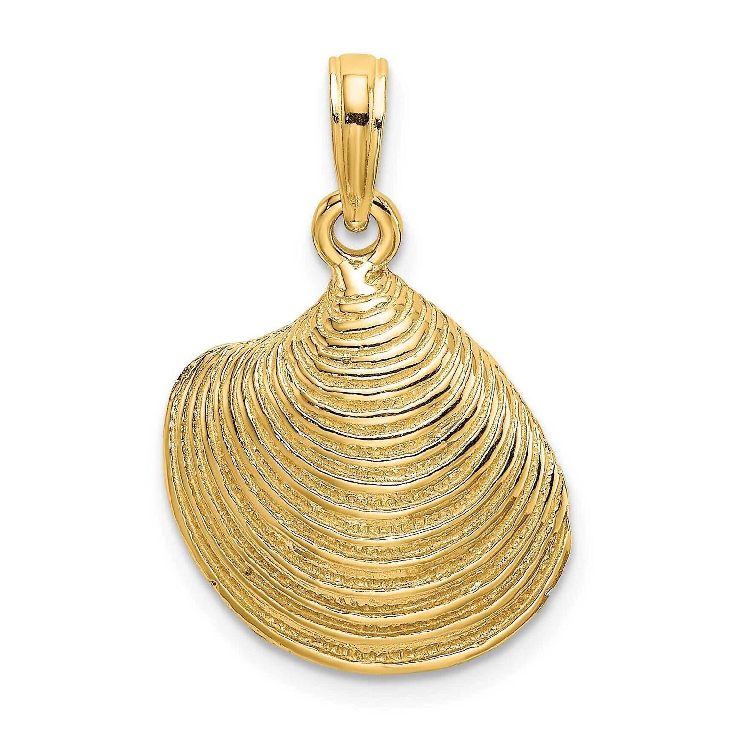 2-D Clam Shell Charm 14k Gold Textured K7534