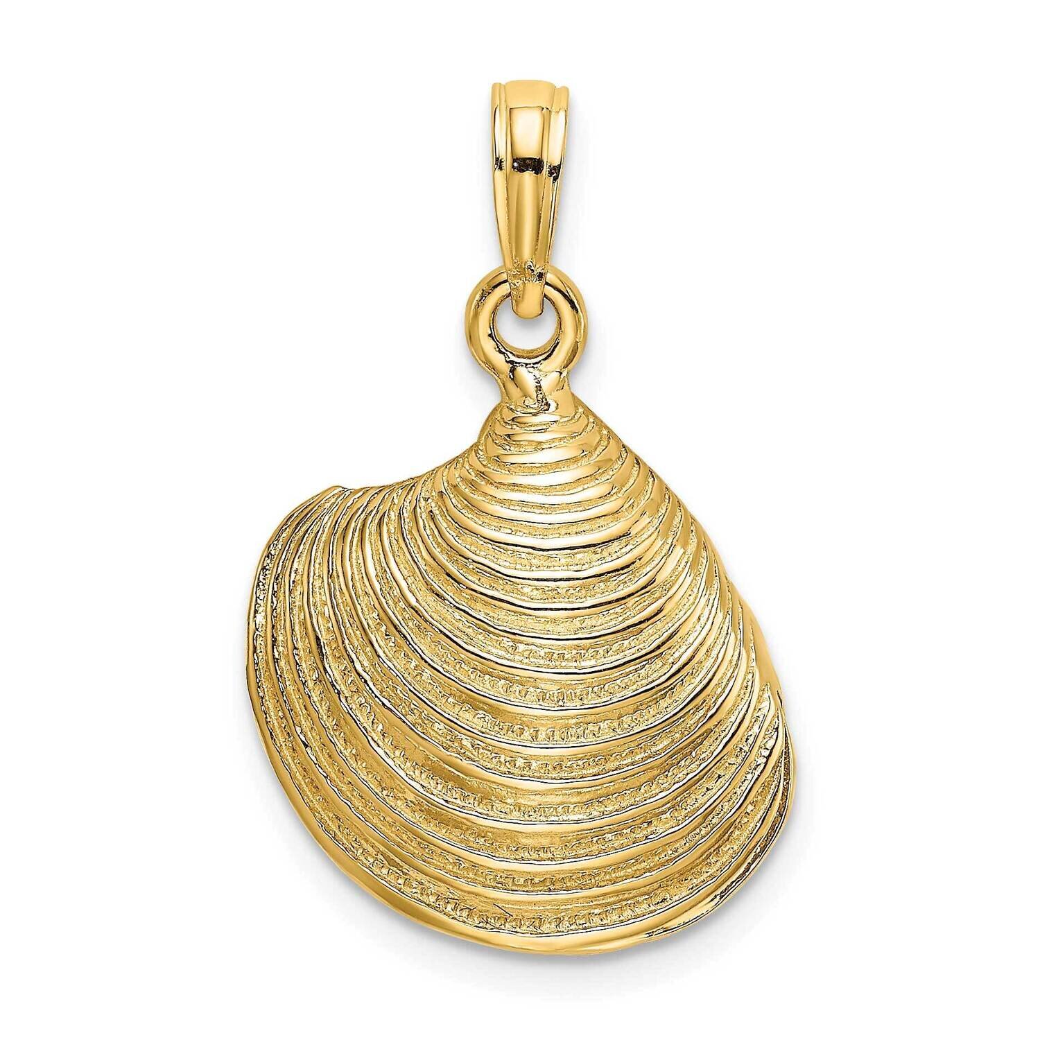 Clam Shell Charm 14k Gold 3-D Textured K7535