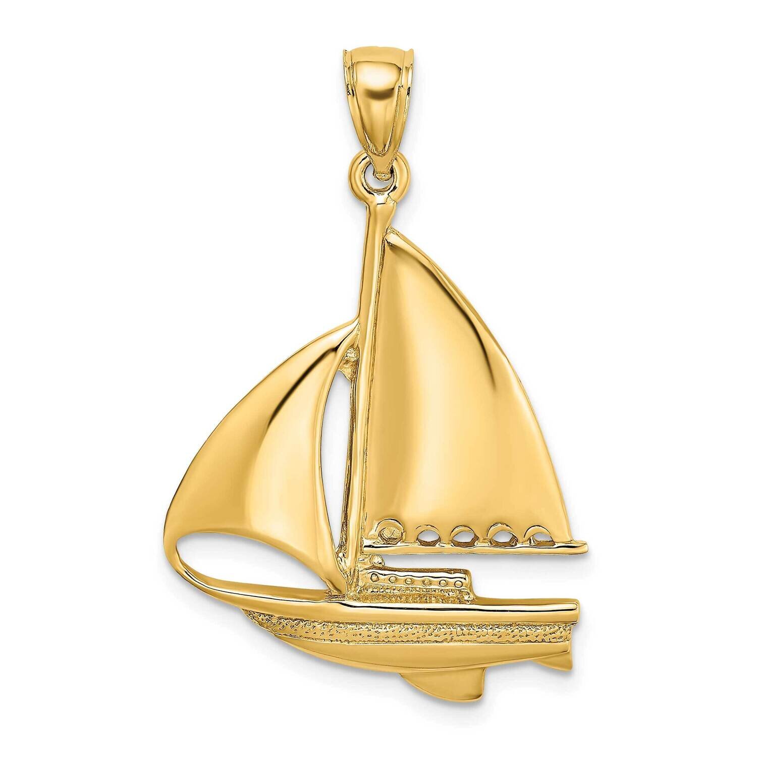 Polished Sailboat Charm 14k Gold K7539