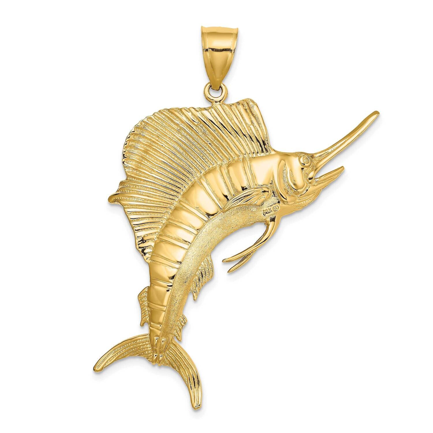 Textured Sailfish Charm 14k Gold 3-D Polished K7542, MPN: K7542, 637218114139