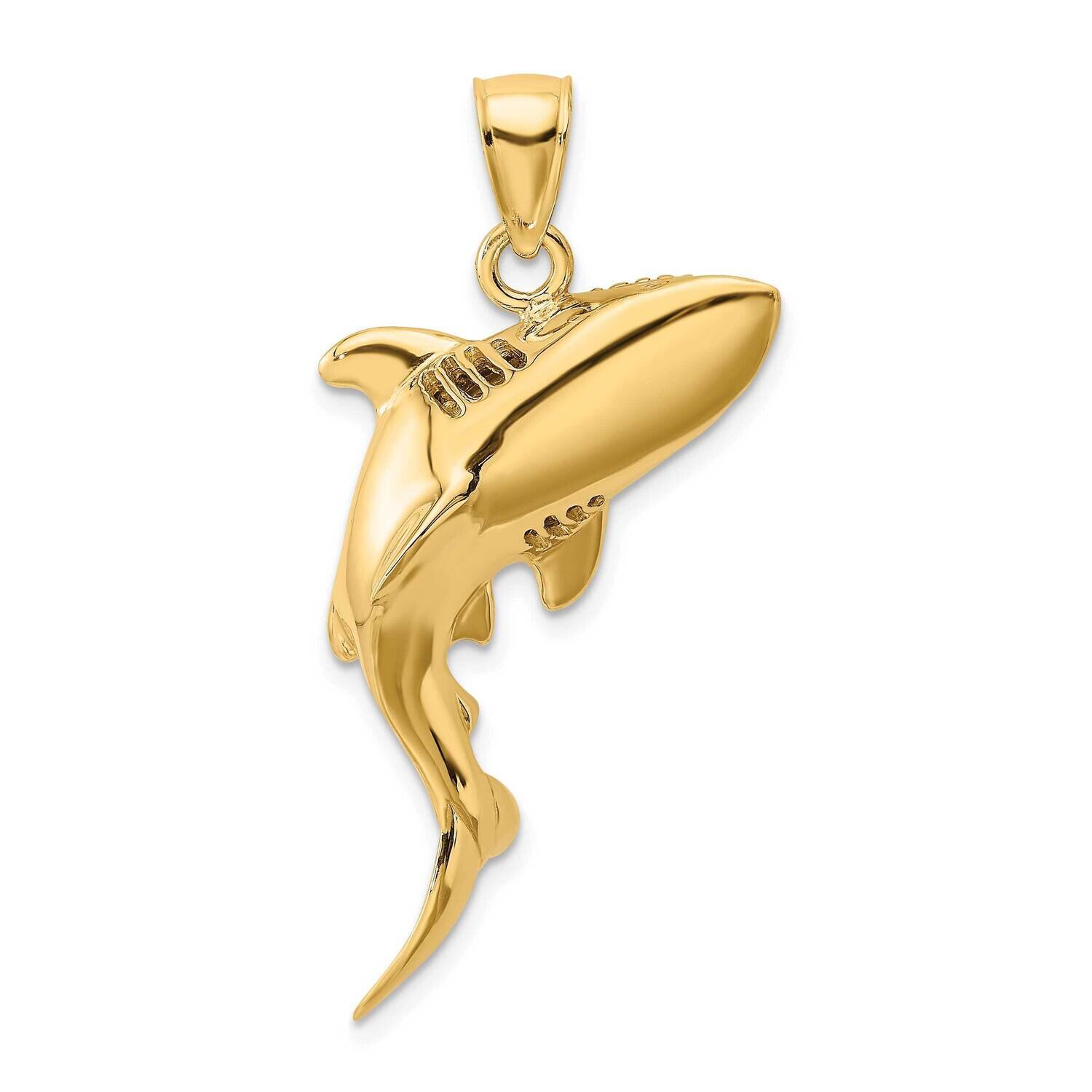 Shark Charm 14k Gold 3-D Polished K7549