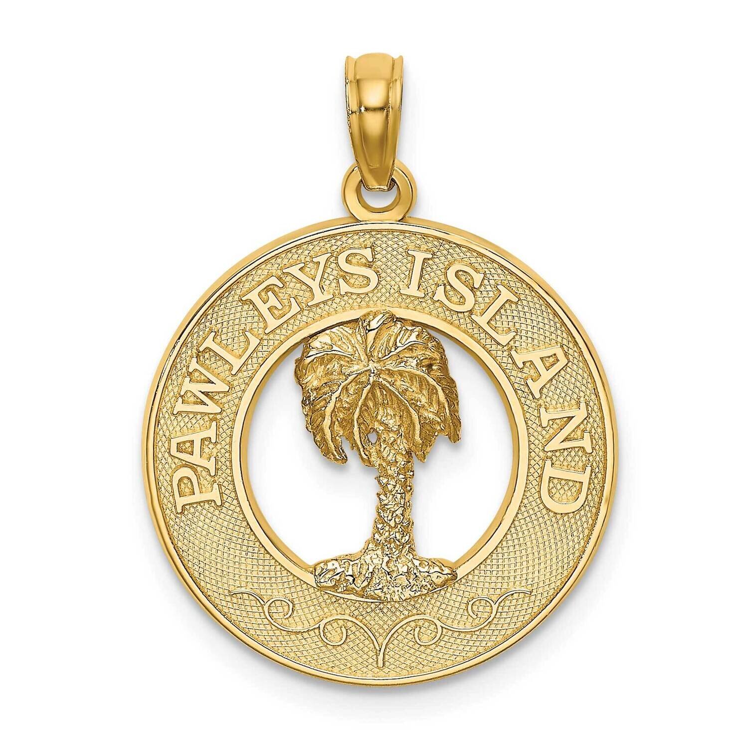Pawleys Island Round Frame with Palm Tree Charm 14k Gold K7553, MPN: K7553, 637218115815