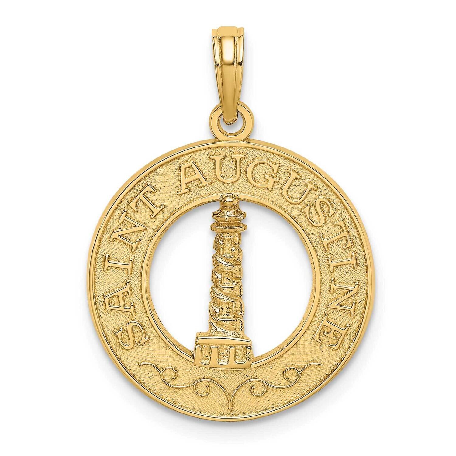 Saint Augustine Round Frame with Lighthouse Charm 14k Gold K7554, MPN: K7554, 637218115822