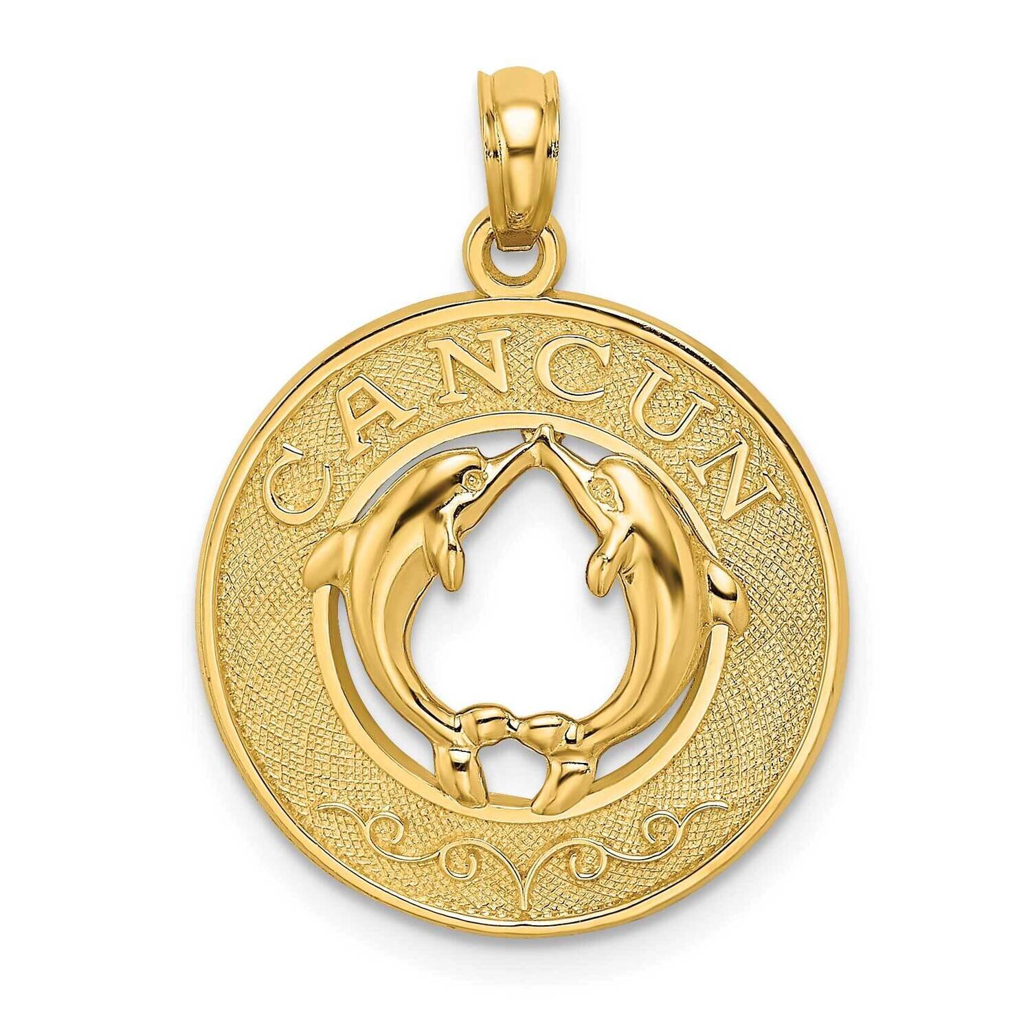 Cancun On Round Frame with Dolphin Charm 14k Gold K7569, MPN: K7569, 637218116799