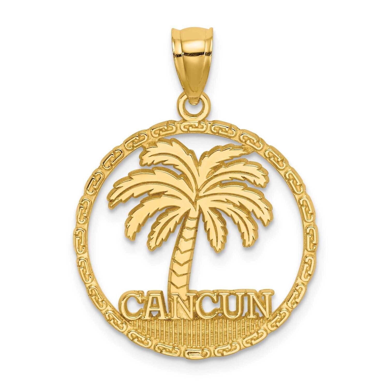 Cancun Under Palm Tree In Round Frame Charm 14k Gold K7581, MPN: K7581, 637218116904