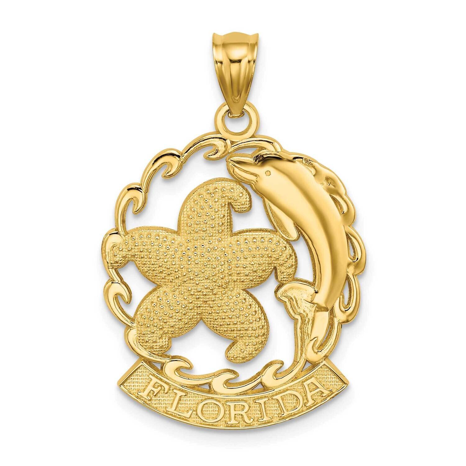 Florida Under Starfish Dolphin Wave Frame Charm 14k Gold K7589, MPN: K7589, 637218117321
