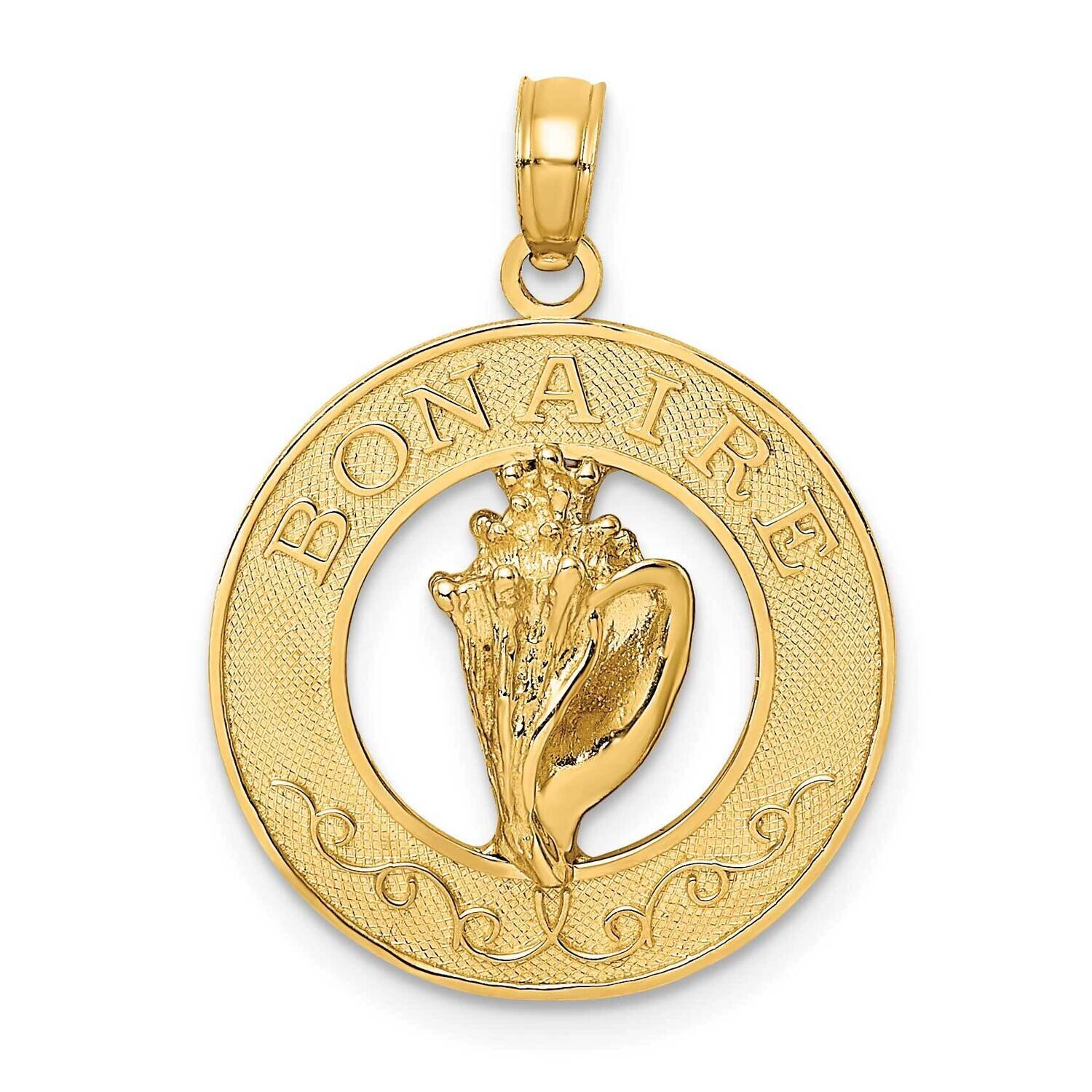 Bonaire On Round Frame with Conch Shell Charm 14k Gold K7593, MPN: K7593, 637218138241