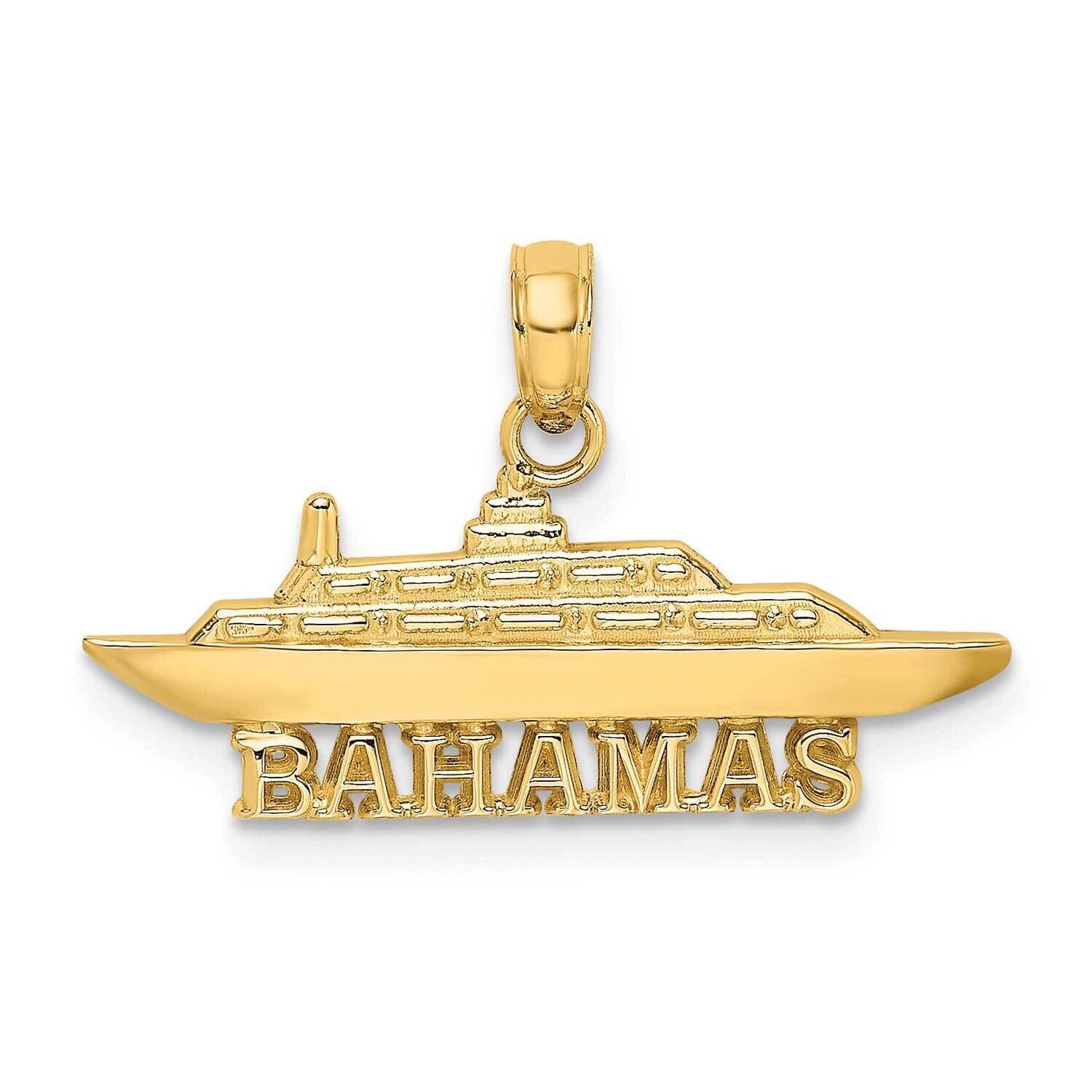 Bahamas Cruise Ship Charm 14k Gold 2-D K7596, MPN: K7596, 637218142255