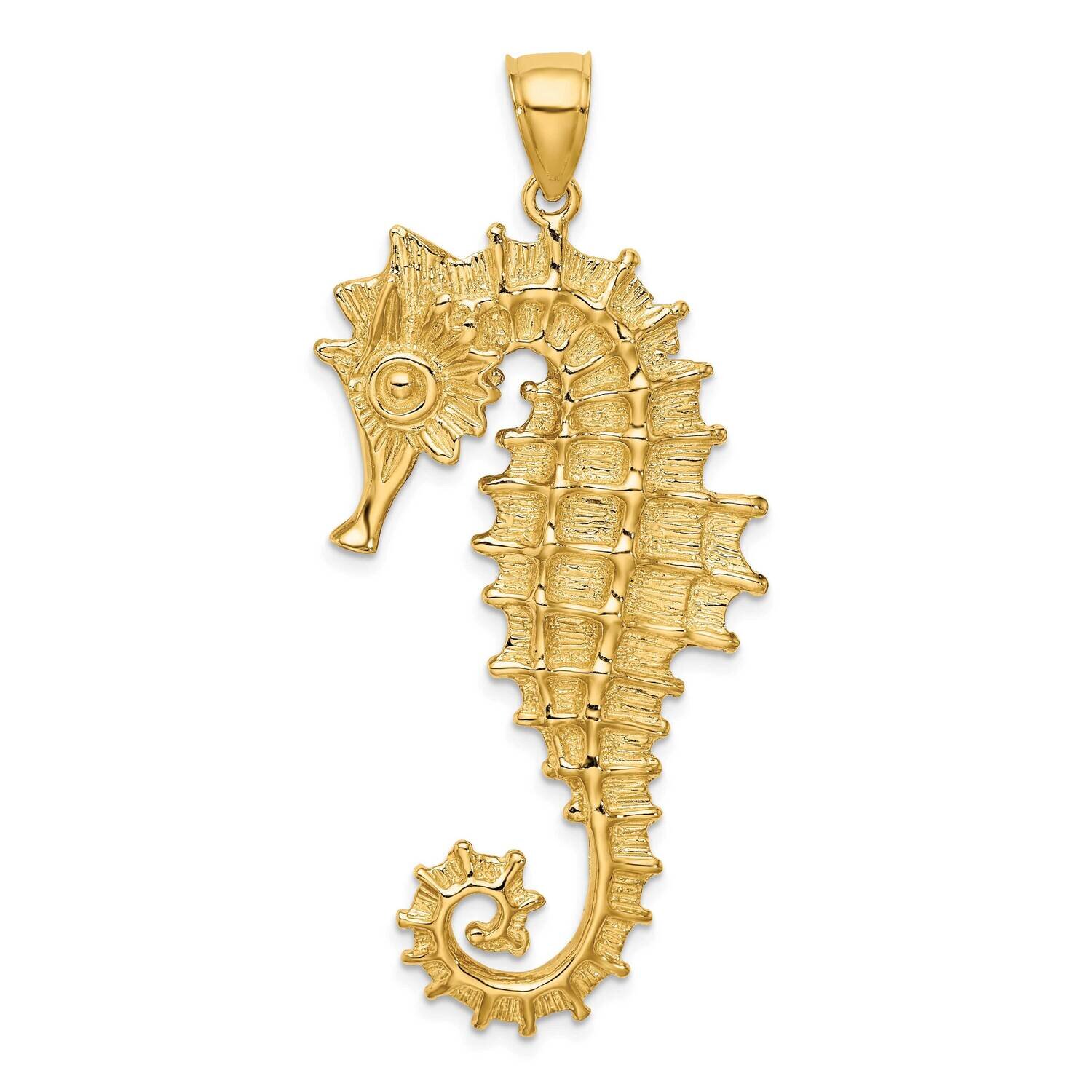 3-D Seahorse Charm 14k Gold Textured K7598