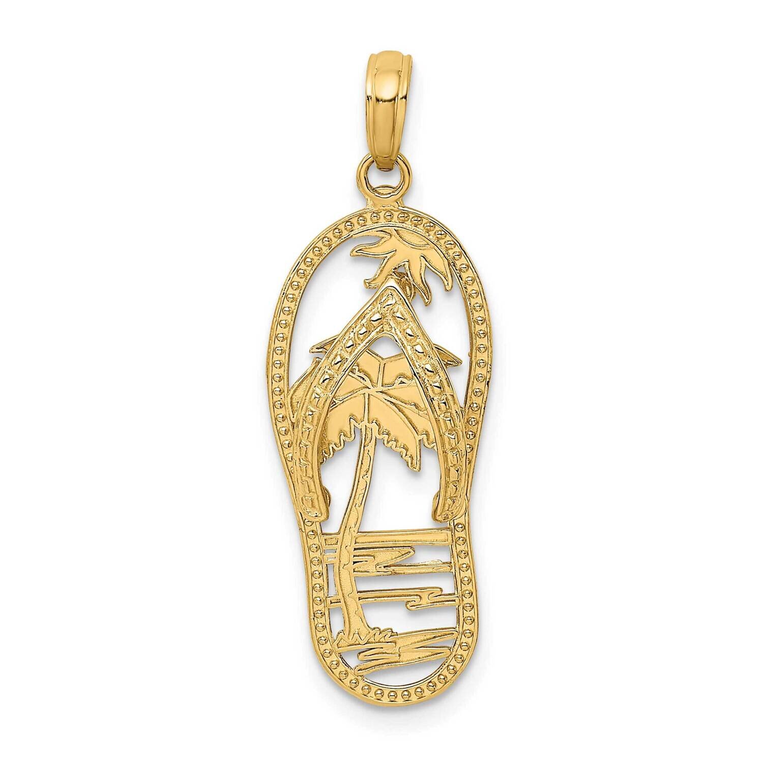 Palm Tree Flip Flop Charm 14k Gold K7613, MPN: K7613, 637218143160