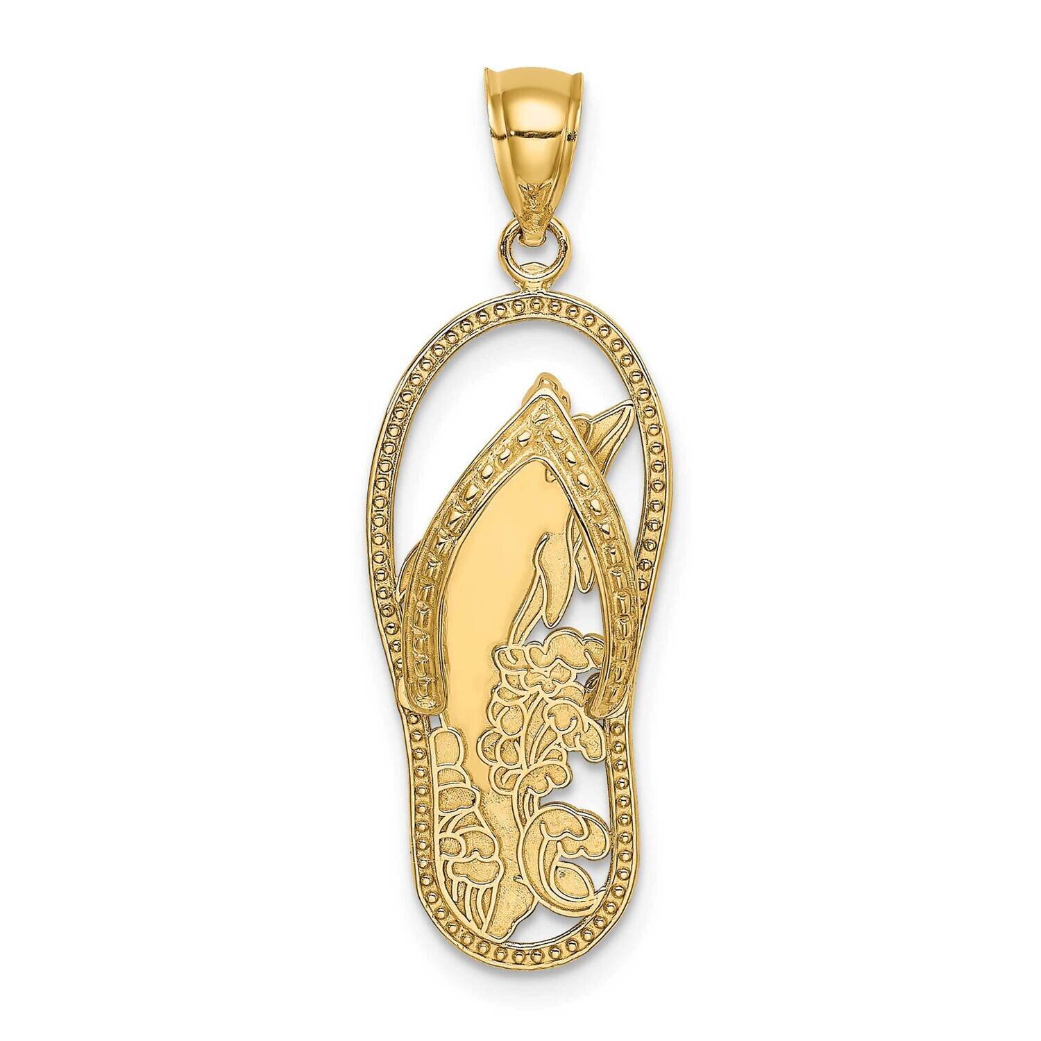 Dolphin Flip-Flop Charm 14k Gold Polished K7614, MPN: K7614, 637218143177