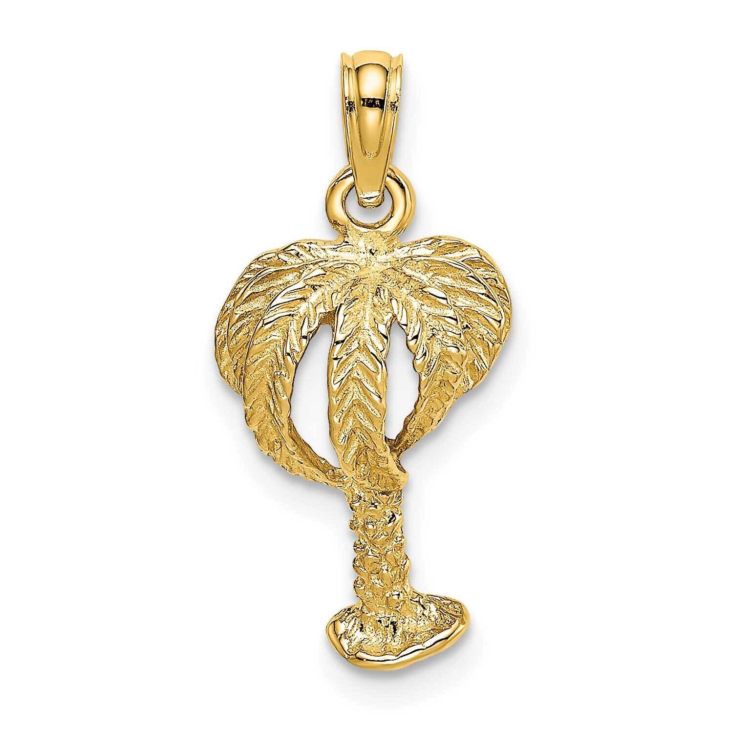 Textured Palm Tree Charm 14k Gold 2-D K7619, MPN: K7619, 637218011568