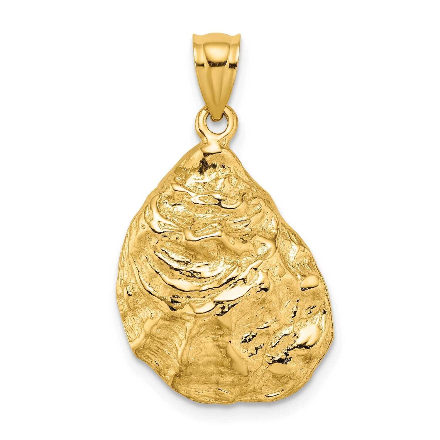 Oyster Shell Charm 14k Gold 3-D Textured K7620, MPN: K7620, 637218011575