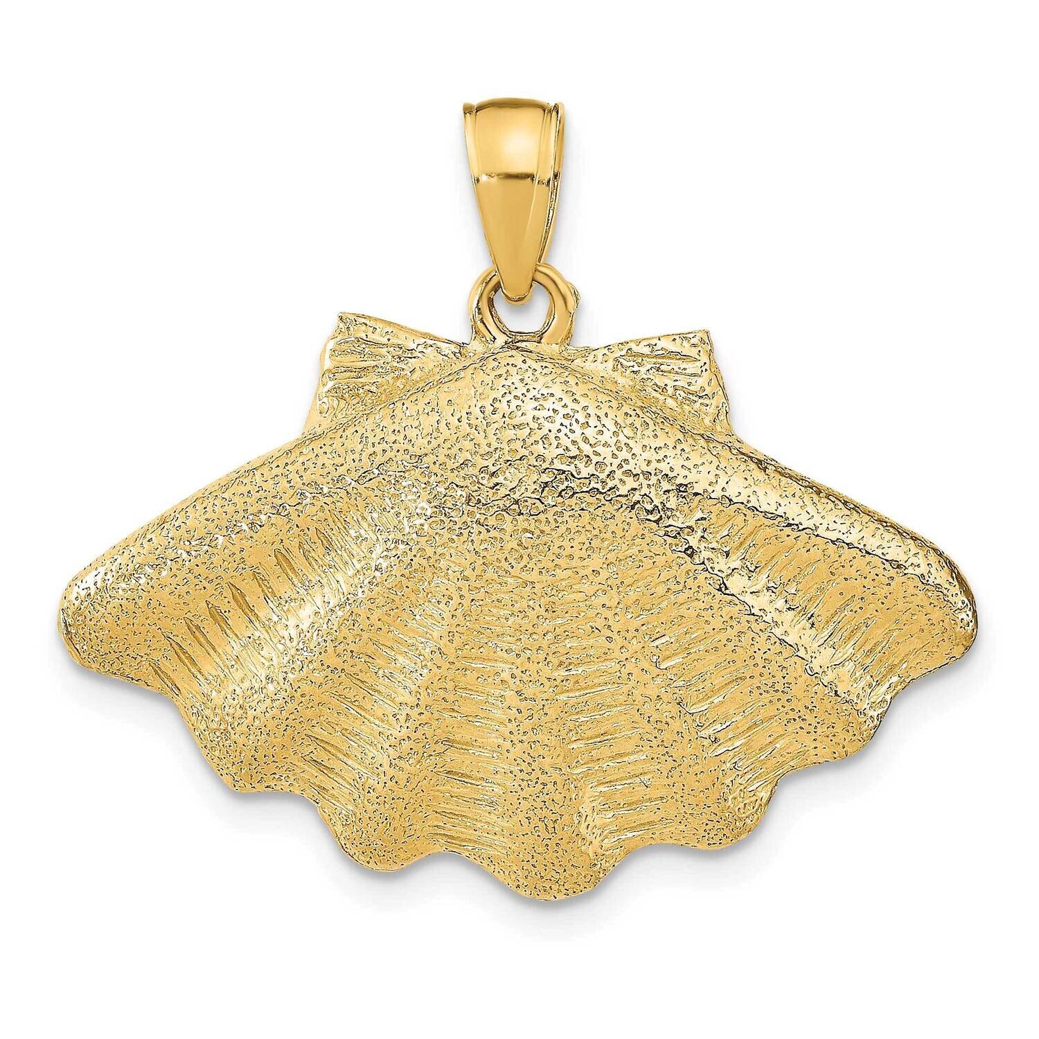 Clam Shell Charm 14k Gold 2-D K7635