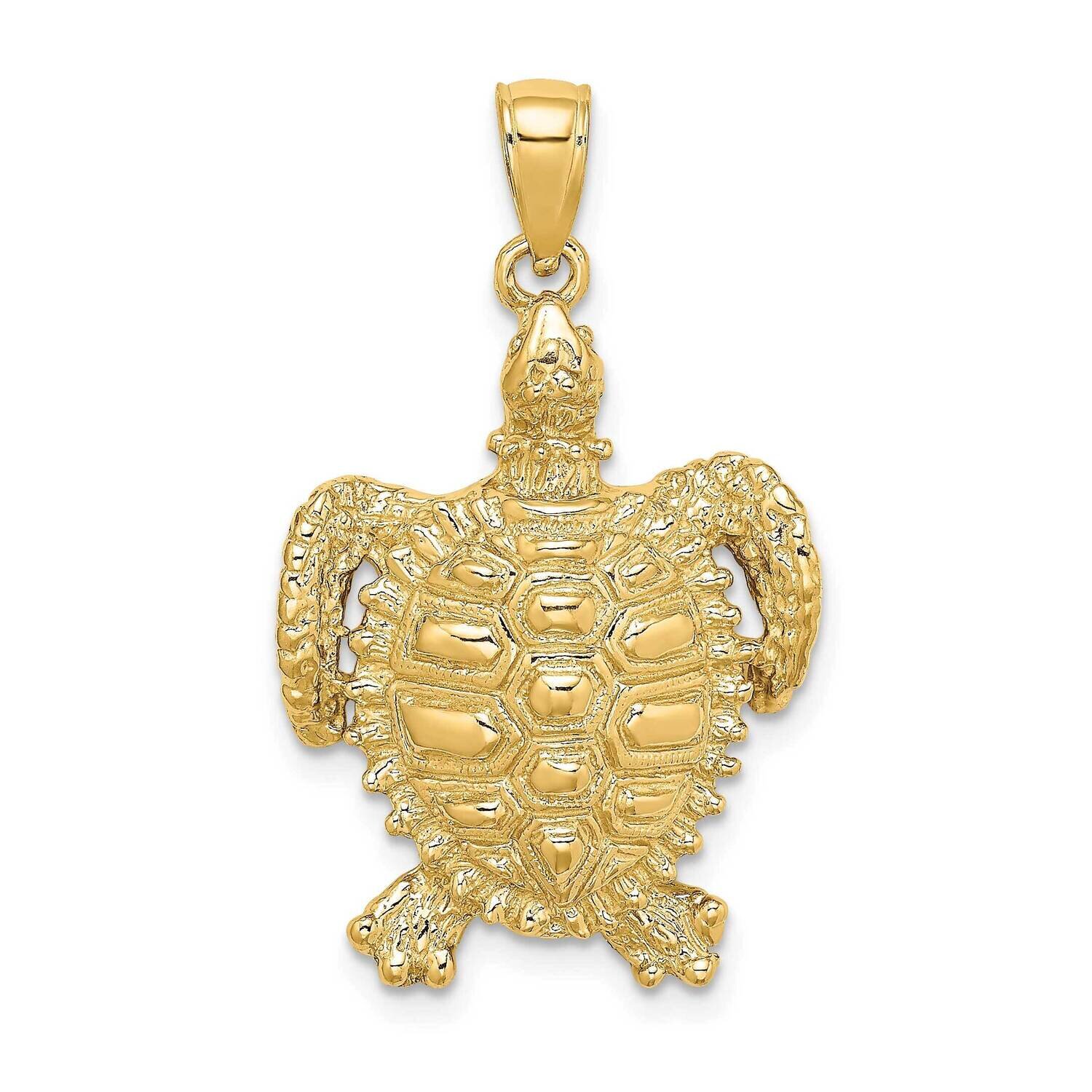 Sea Turtle with Spiny Shell Charm 14k Gold 2-D K7642