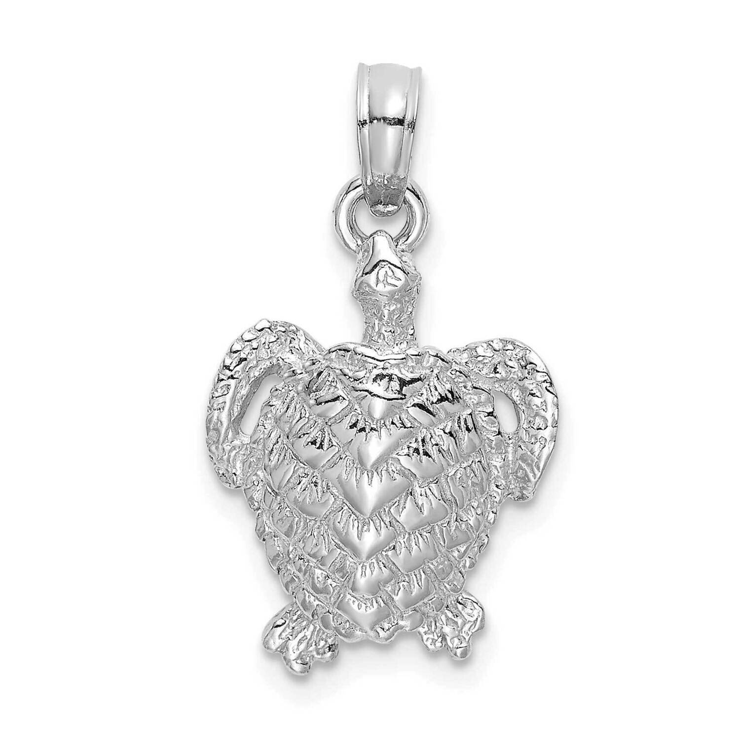 Sea Turtle Charm 14k White Gold Textured K7645W