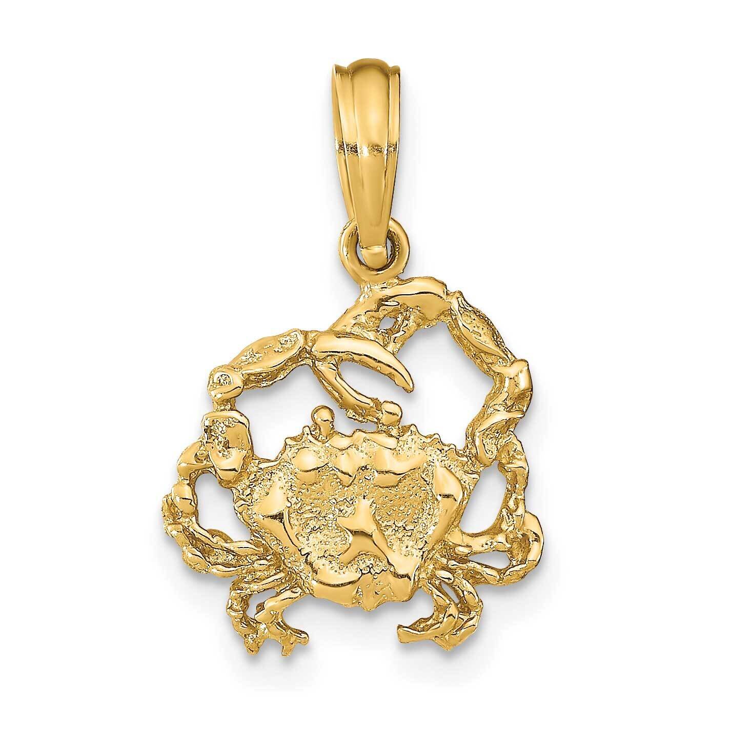 Textured Crab Charm 14k Gold 2-D K7668, MPN: K7668, 637218012312