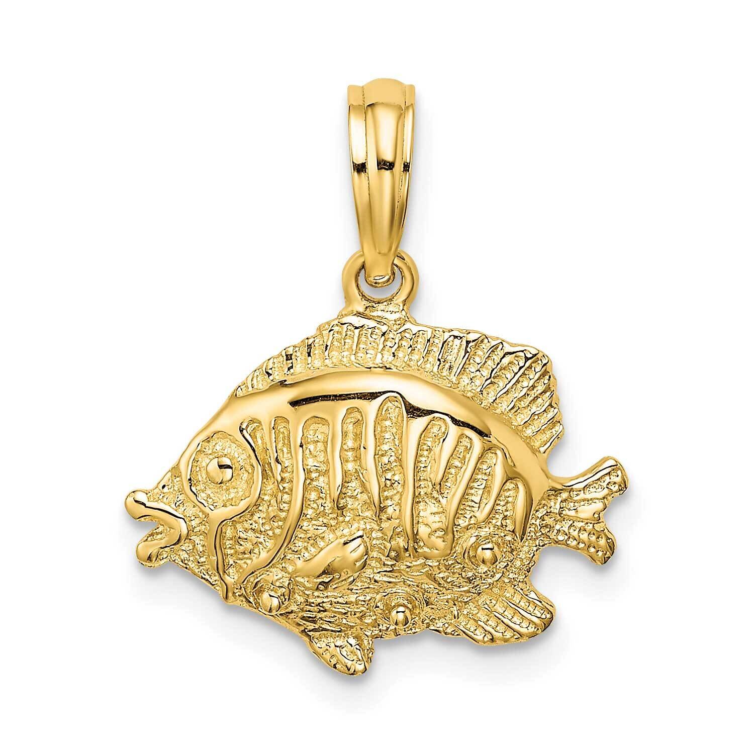 Fish Charm 14k Gold Polished & Textured K7681