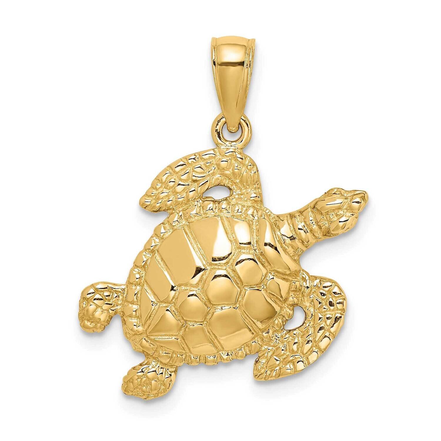 Sea Turtle Charm 14k Gold Textured K7682, MPN: K7682, 637218012459
