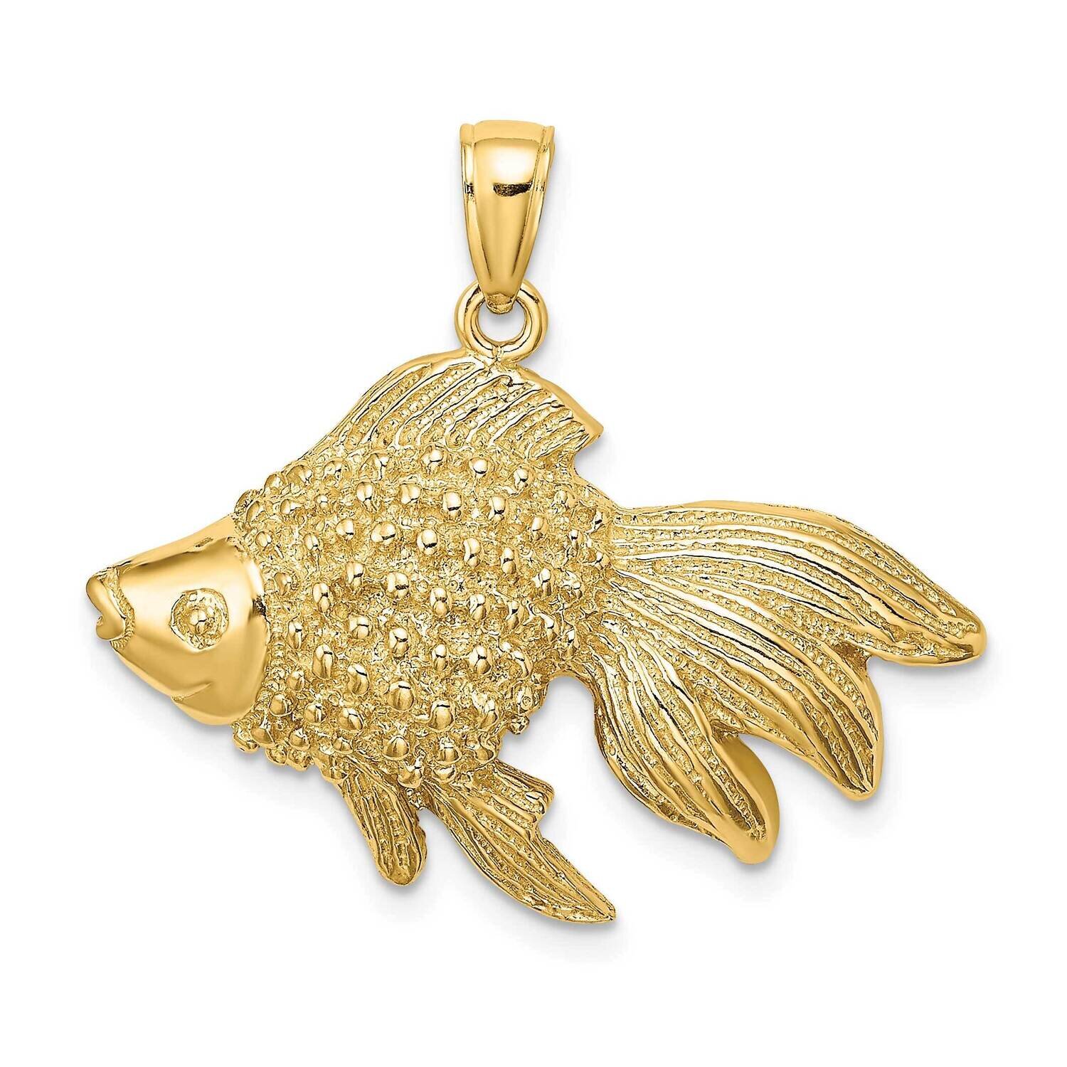 Gold Fish Charm 14k Gold Polished & Textured K7692