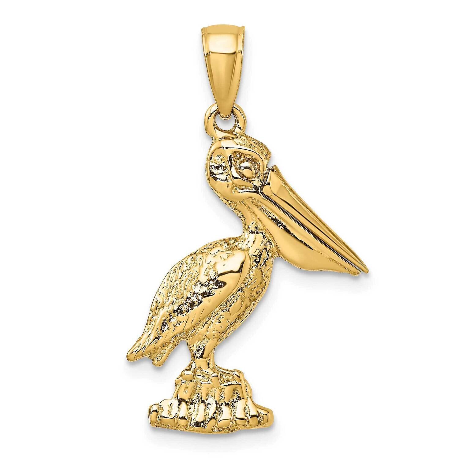 Large Pelican Standing with Moveable Mouth Charm 14k Gold 3-D K7705