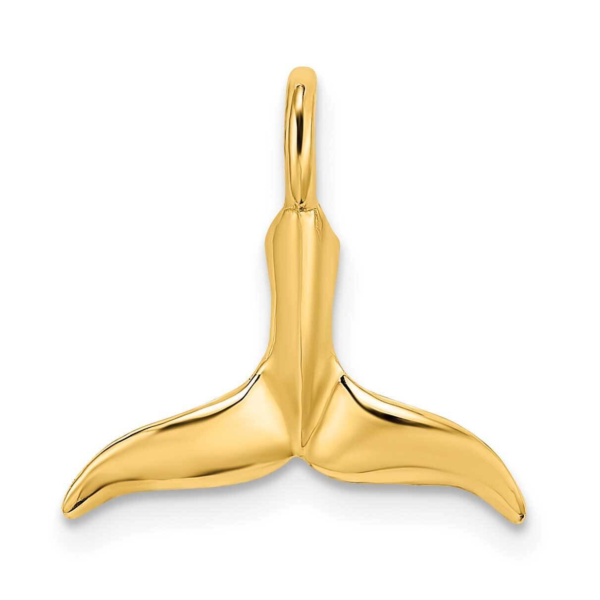 Polished Whale Tail Charm 14k Gold 3-D K7709