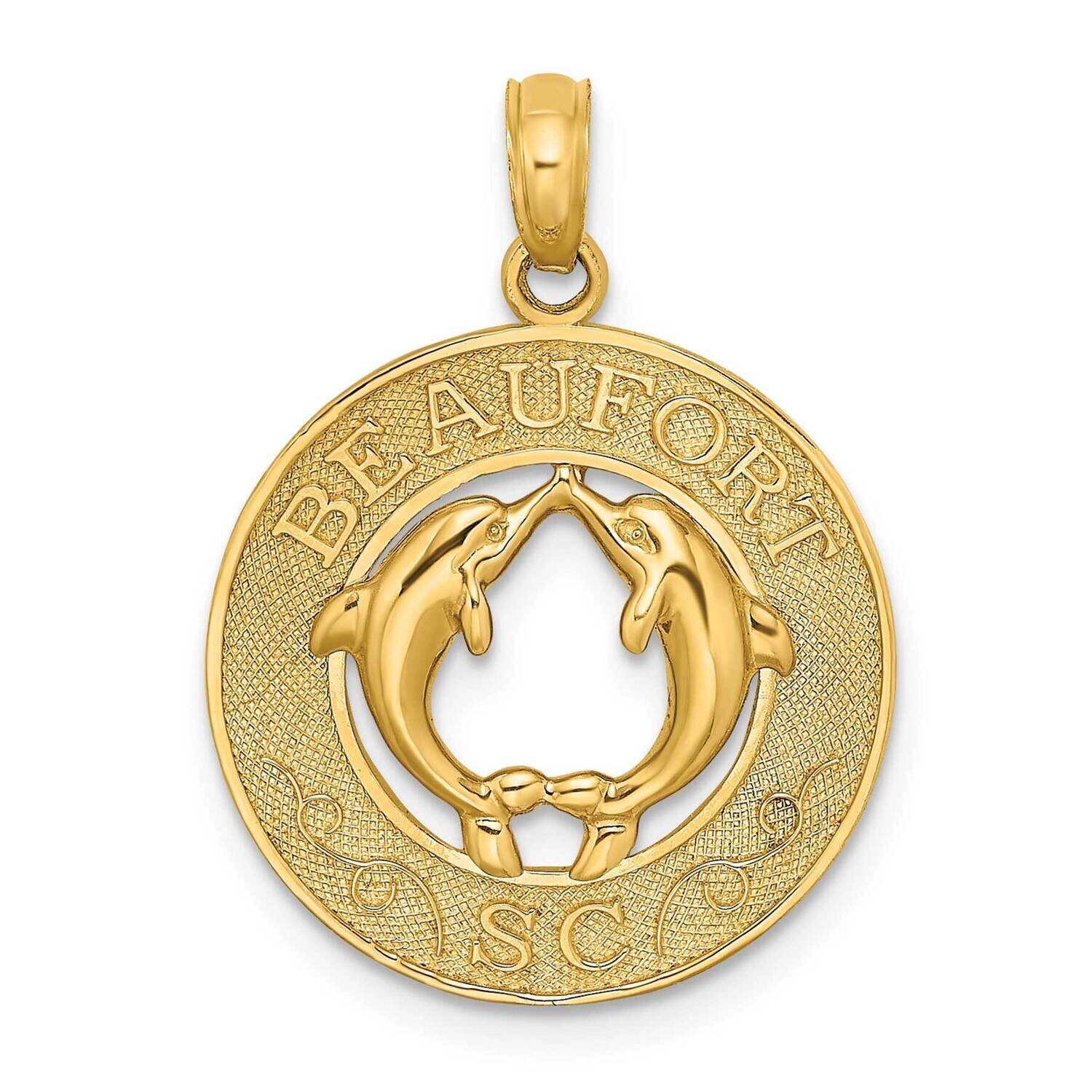 Beaufort Sc On Round Frame with Dolphins Charm 14k Gold K7722, MPN: K7722, 637218012954
