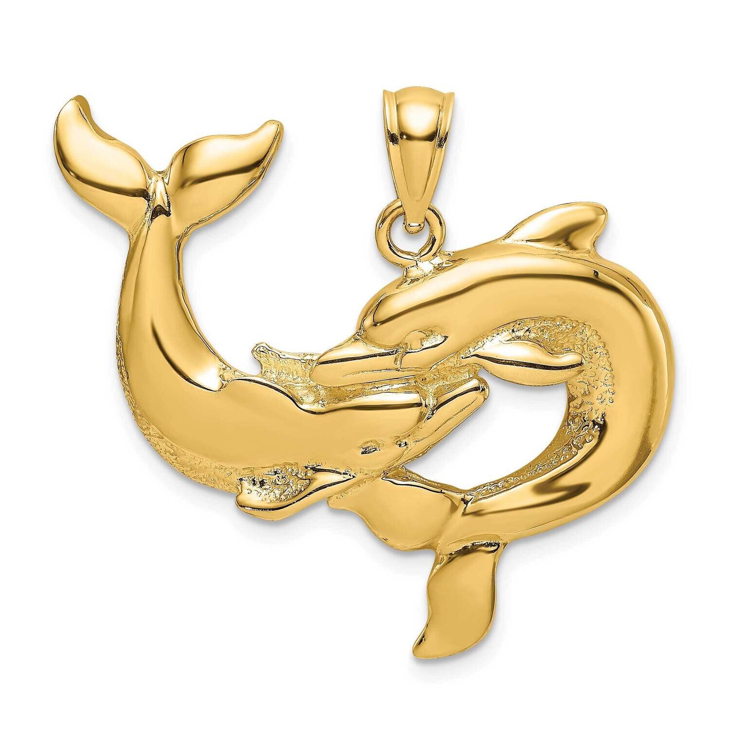 Two Dolphins Together Charm 14k Gold Polished K7723
