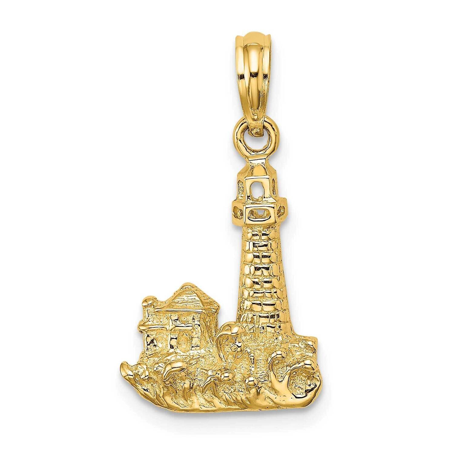 Lighthouse with Waves Buildings Charm 14k Gold 2-D K7726, MPN: K7726, 637218013005