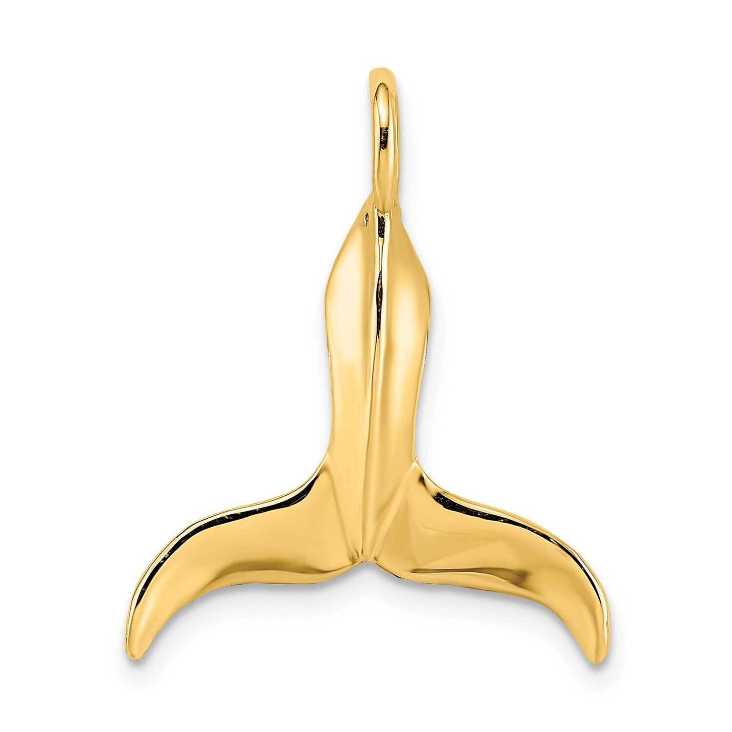 Whale Tail Charm 14k Gold 3-D Polished K7729