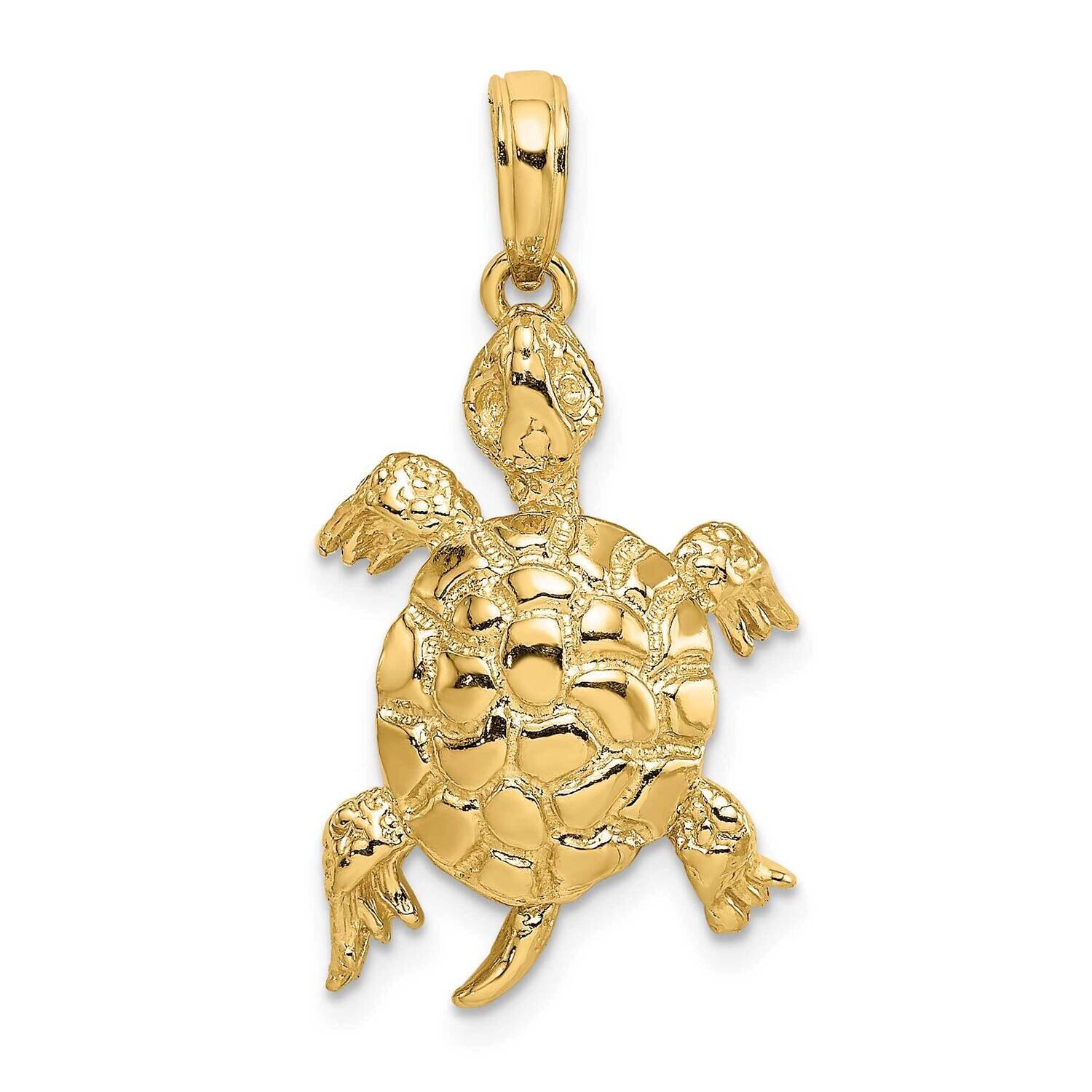 Polished Textured Turtle Charm 14k Gold 2-D K7744, MPN: K7744, 63721801325
