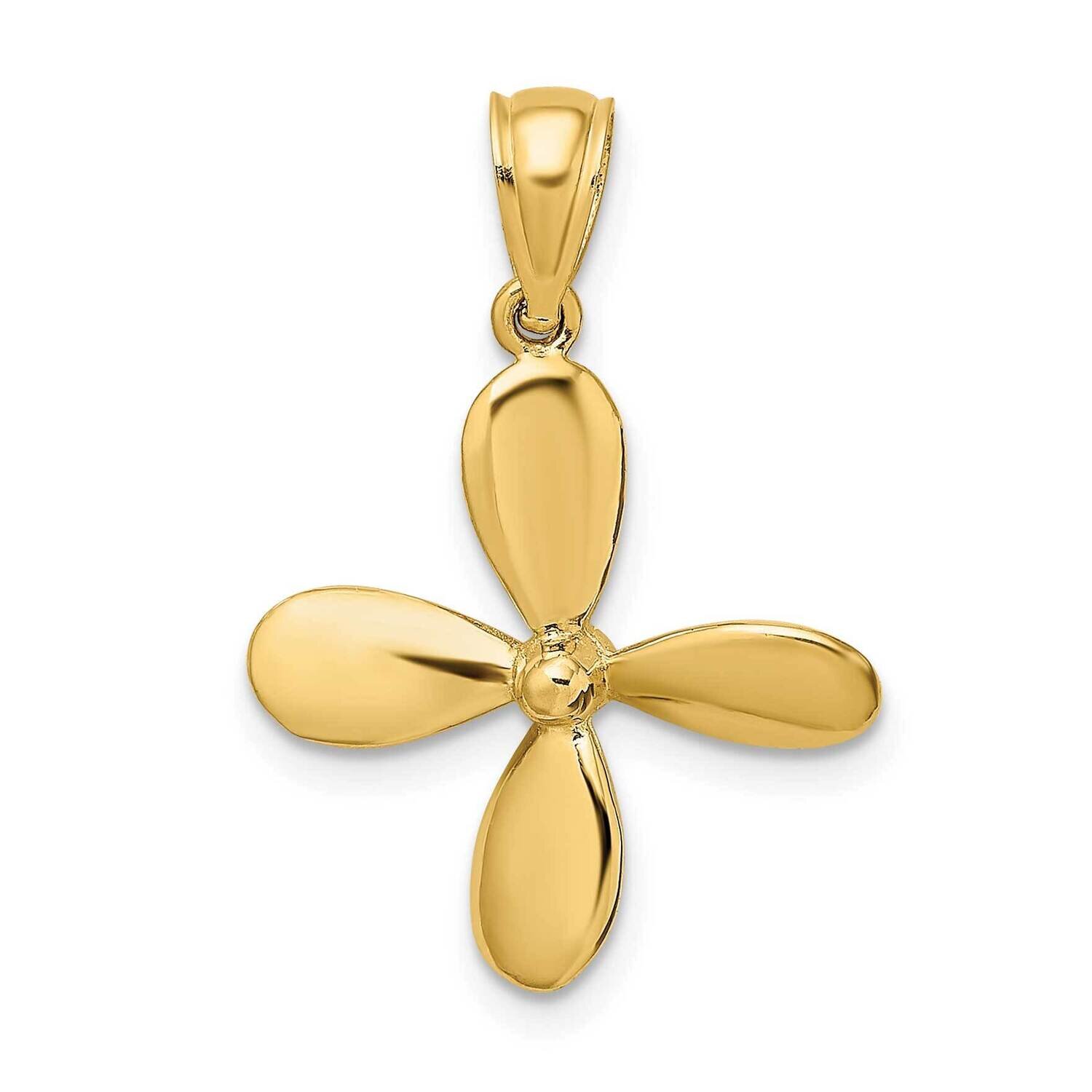 4 Blades Propeller Charm 14k Gold 3-D K7749, MPN: K7749, 637218013272