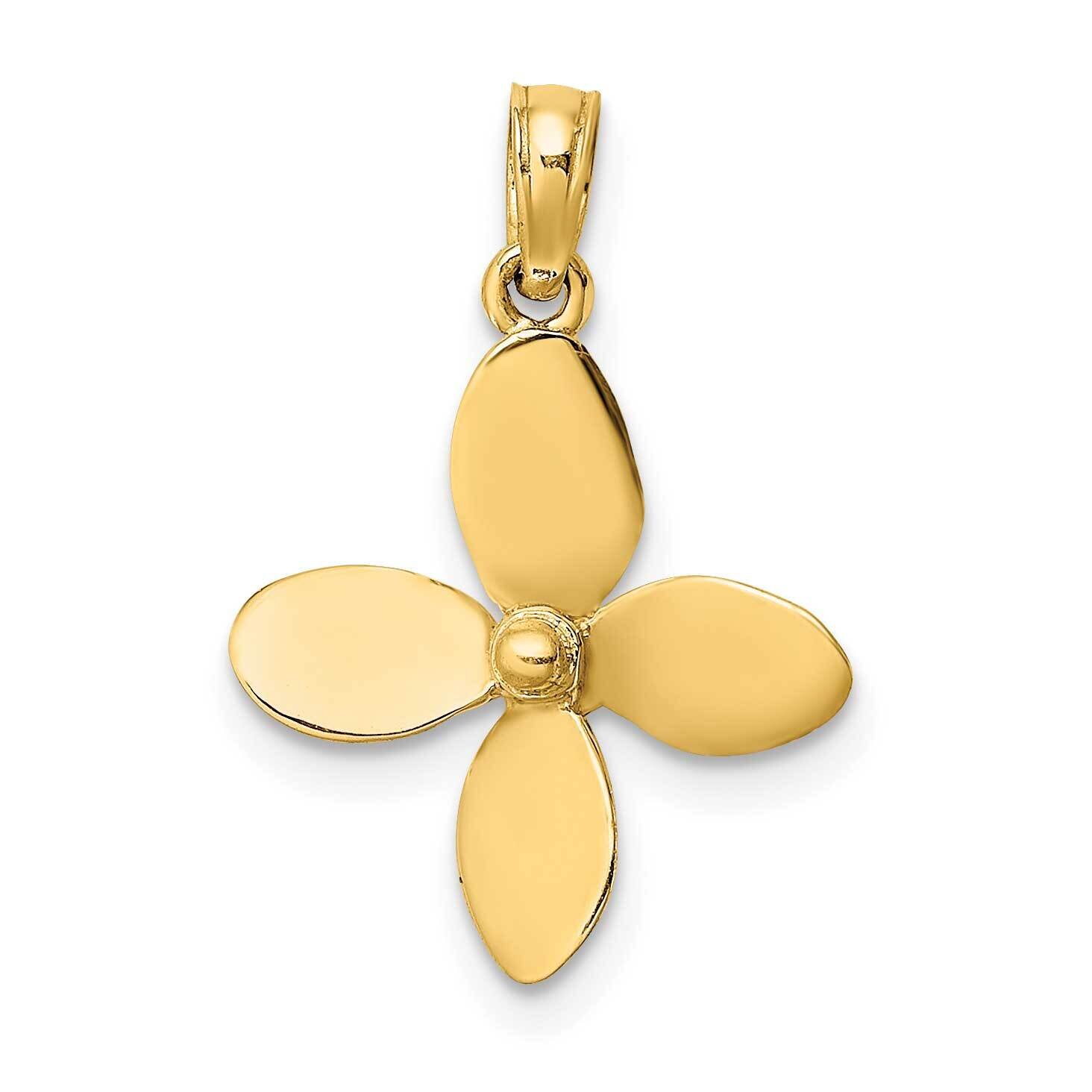 4 Blades Propeller Charm 14k Gold 3-D K7750, MPN: K7750, 637218013289