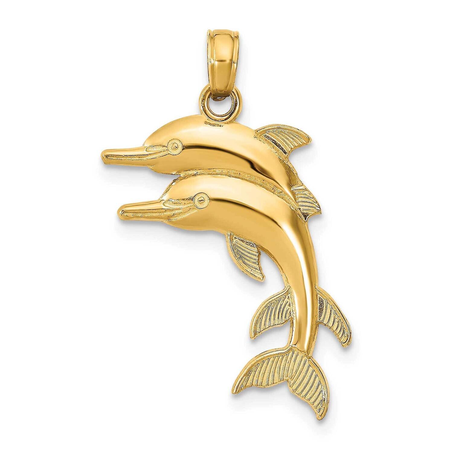 Two Jumping Dolphins Charm 14k Gold 2-D K7757, MPN: K7757, 637218033423