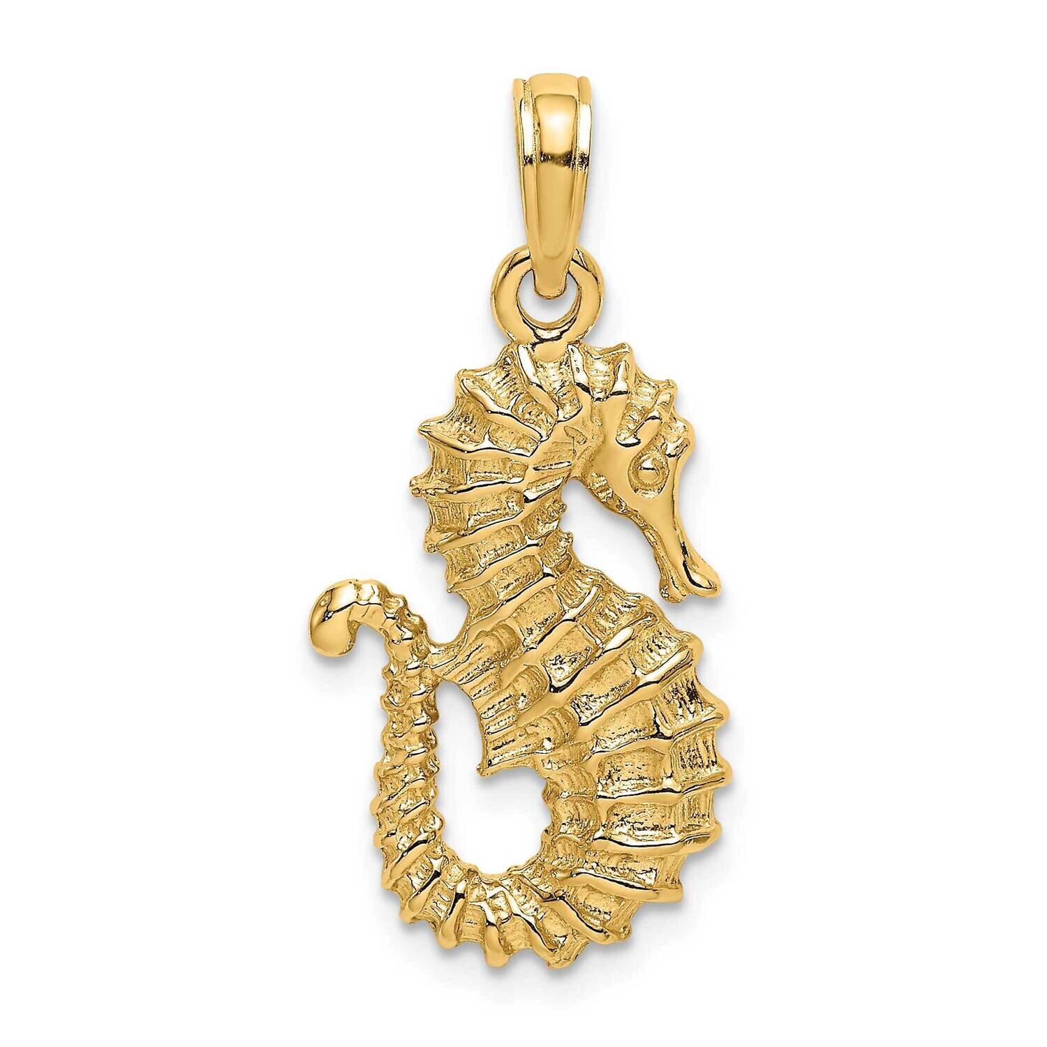 2-D Seahorse Charm 14k Gold Textured K7759