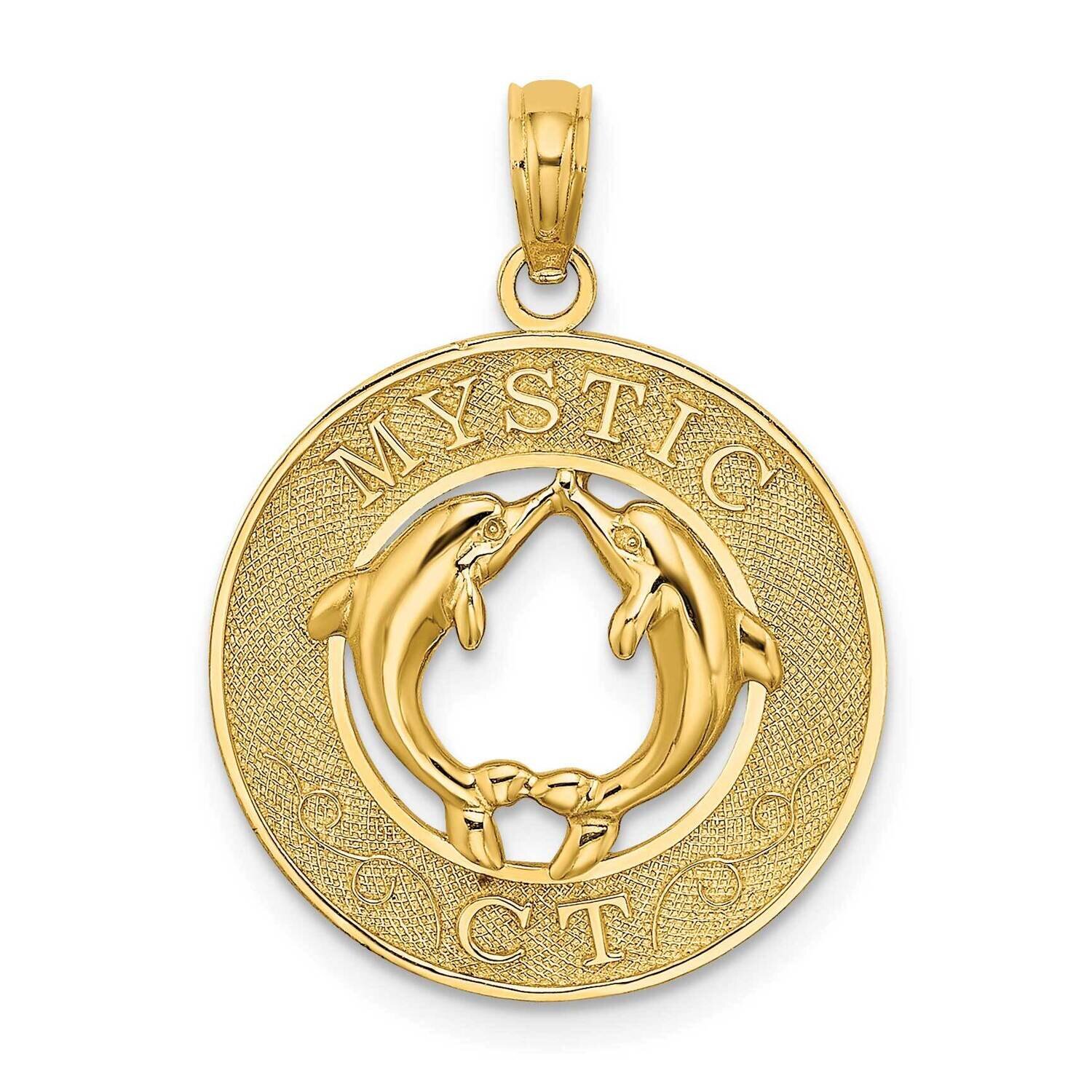 Mystic Ct Round Frame with Dolphins Charm 14k Gold K7760, MPN: K7760, 637218033454